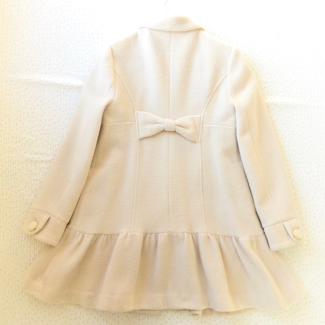 LODISPOTTO/  크림 리본 프릴 코트 히메갸루 라떼갸루 리본코트 상품이미지7