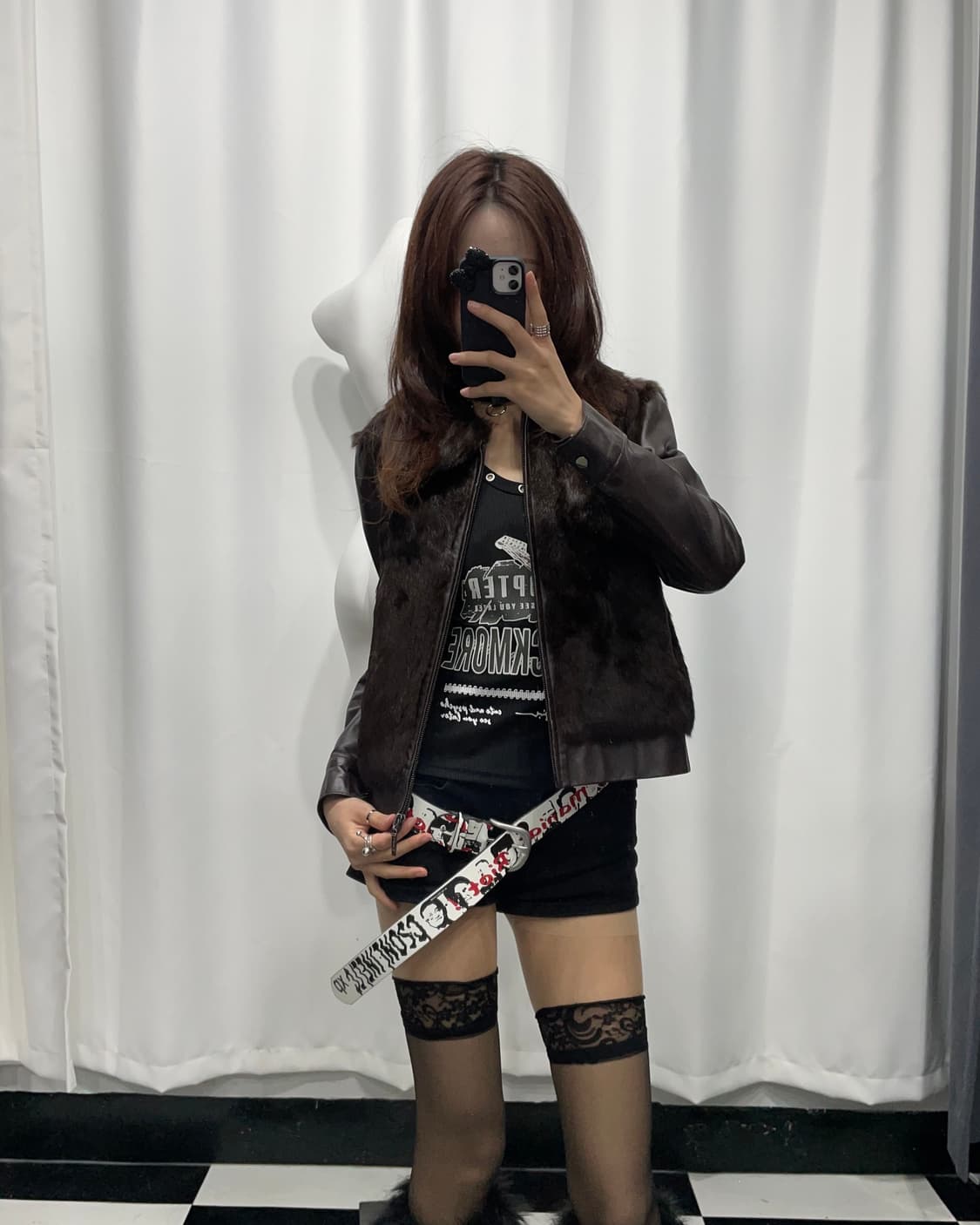 🎸다크 브라운 퍼 레더 자켓🎸 상품이미지4