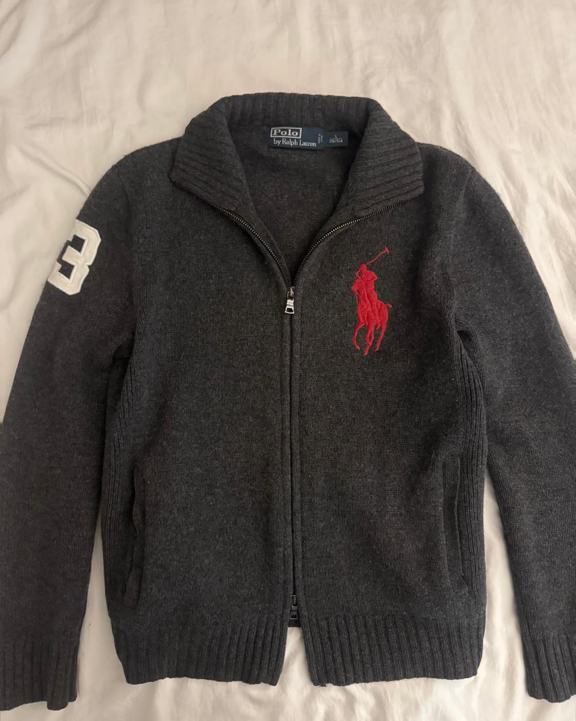 폴로 랄프로렌 차콜 빅포니 울 니트집업 투웨이  상품이미지3