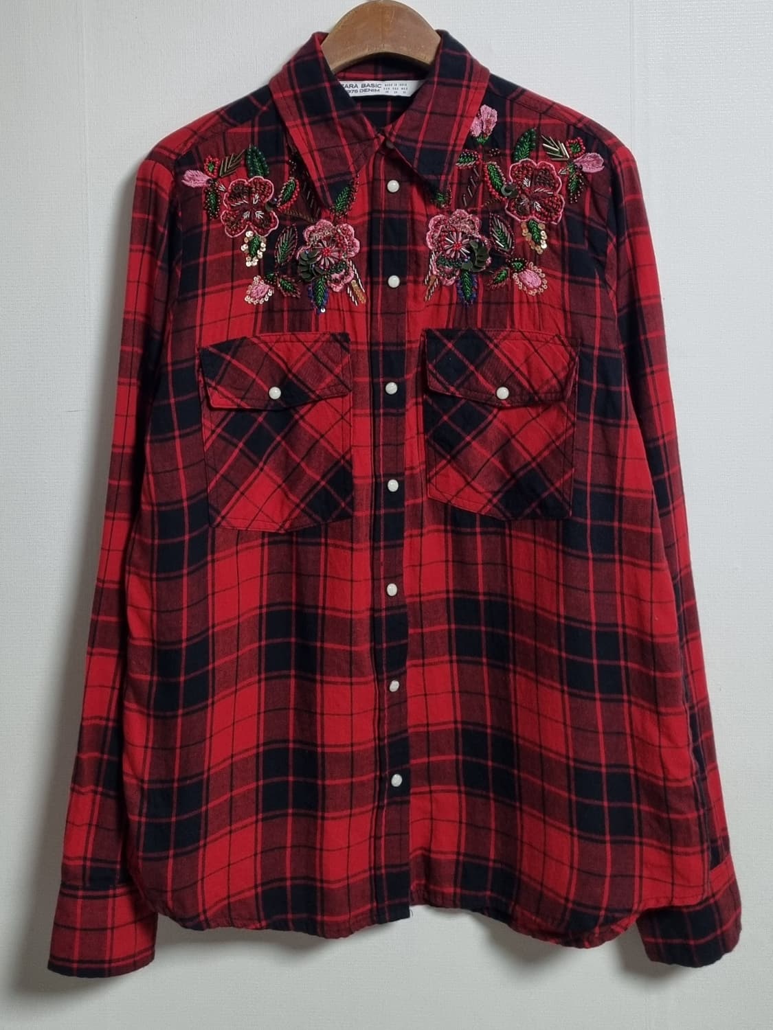 XS ) ZARA 자라 레드 체크셔츠 상품이미지2