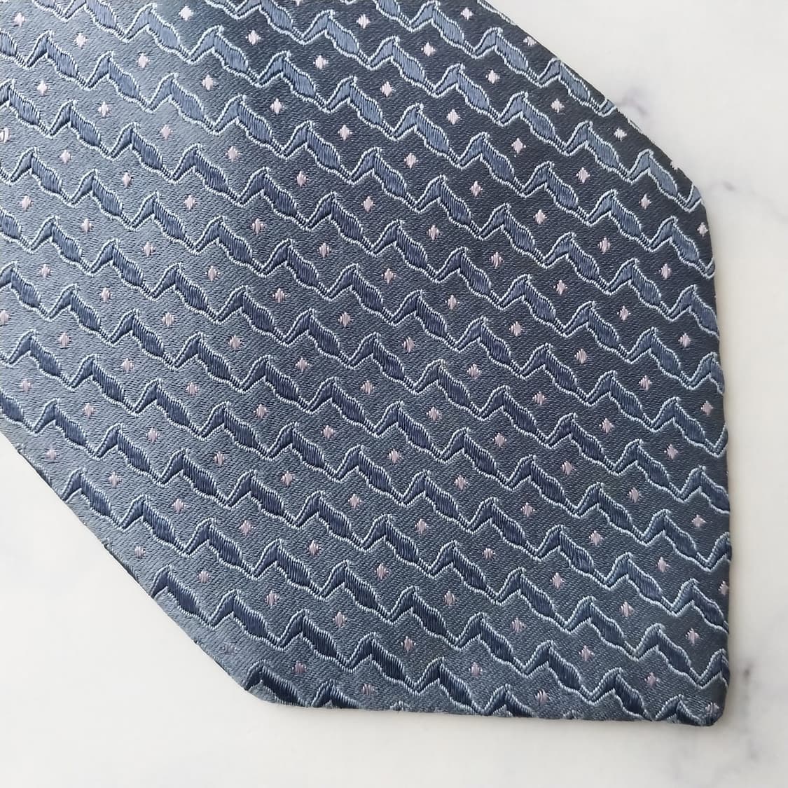 트루사르디 실크 블루 패턴 넥타이 9.3cm A~B등급 K2246
 상품이미지5