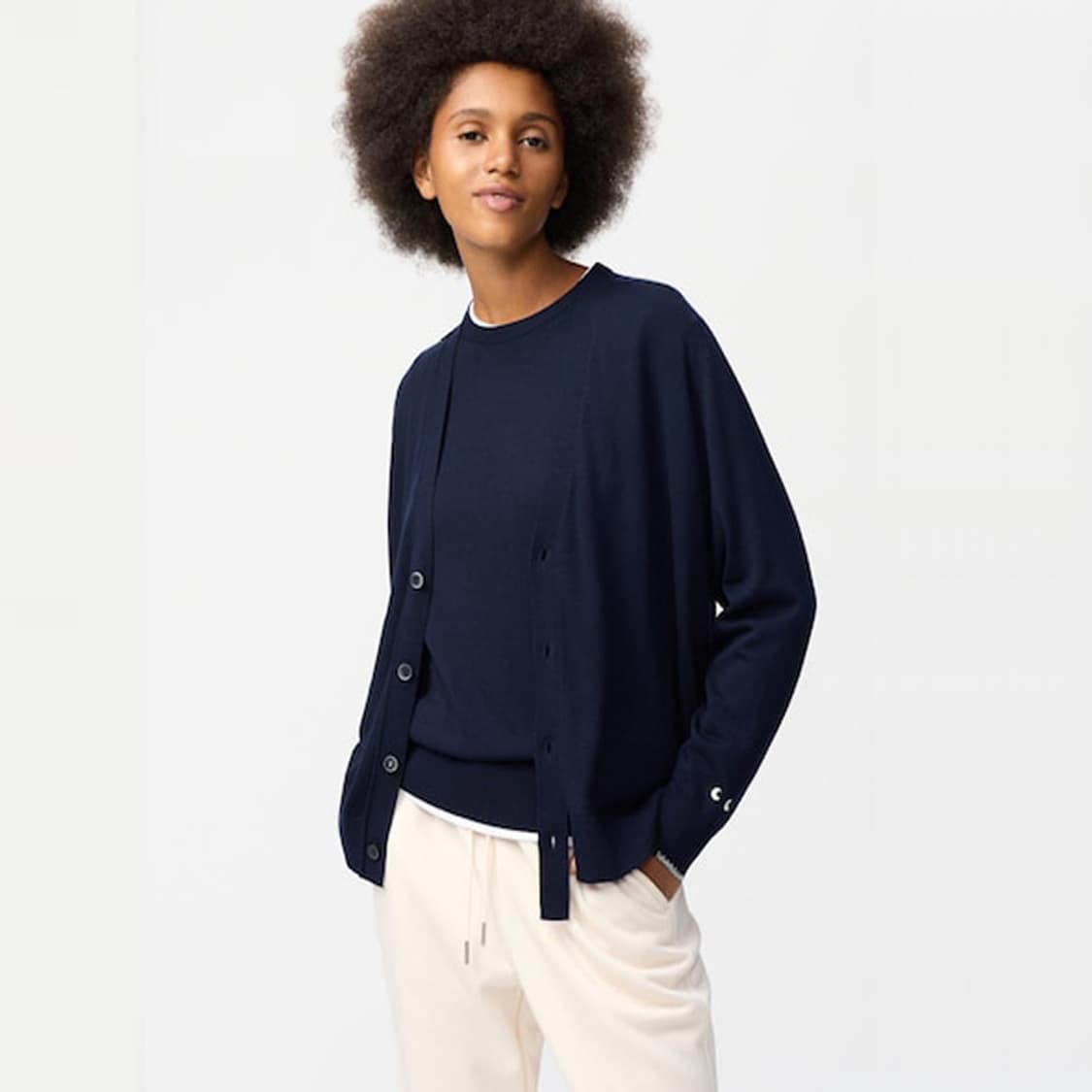 유니클로 안야 힌드마치 가디건 네이비 L사이즈 상품이미지1