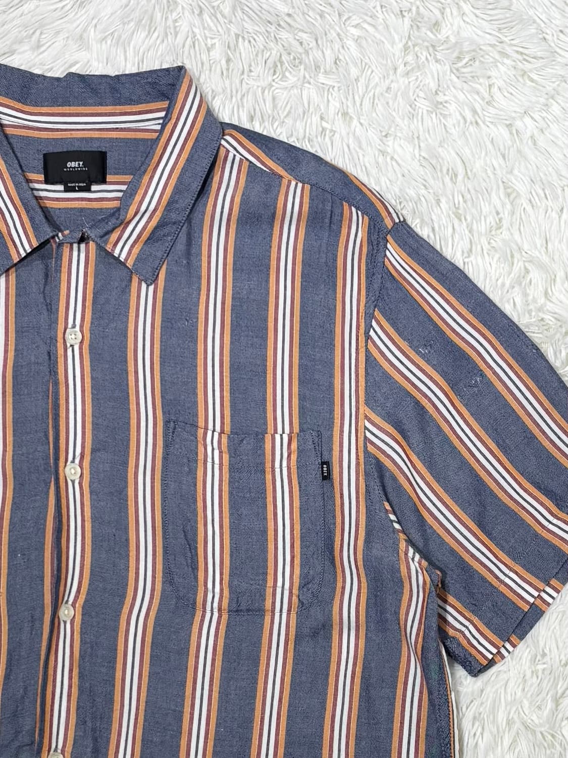 오베이 스트라이프 반팔 셔츠 상품이미지5