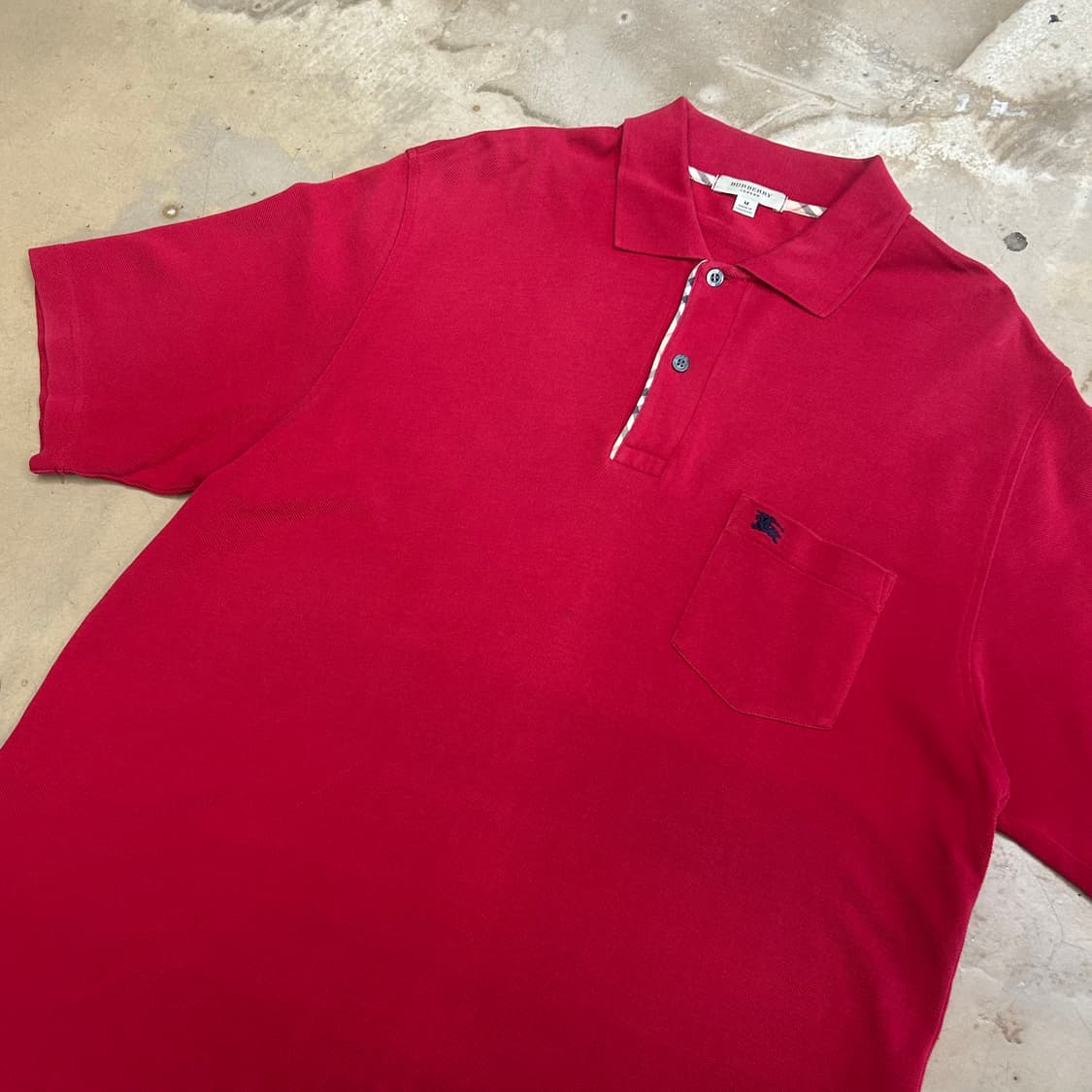 M 버버리 레드 카라 반팔 티셔츠 상품이미지1