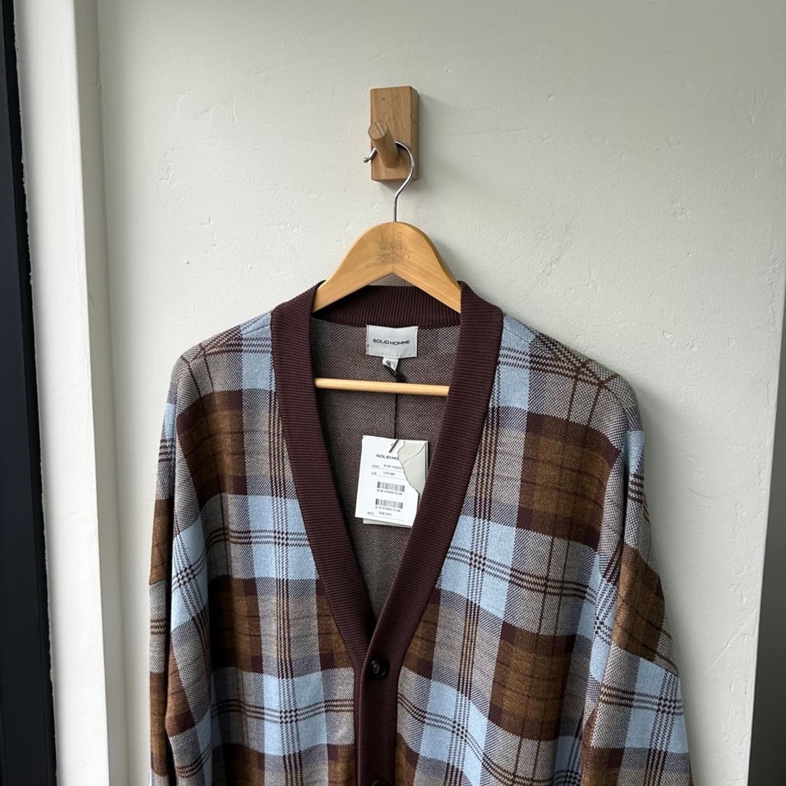 15911 - 솔리드 옴므 시우민 체크 니트 가디건 상품이미지1