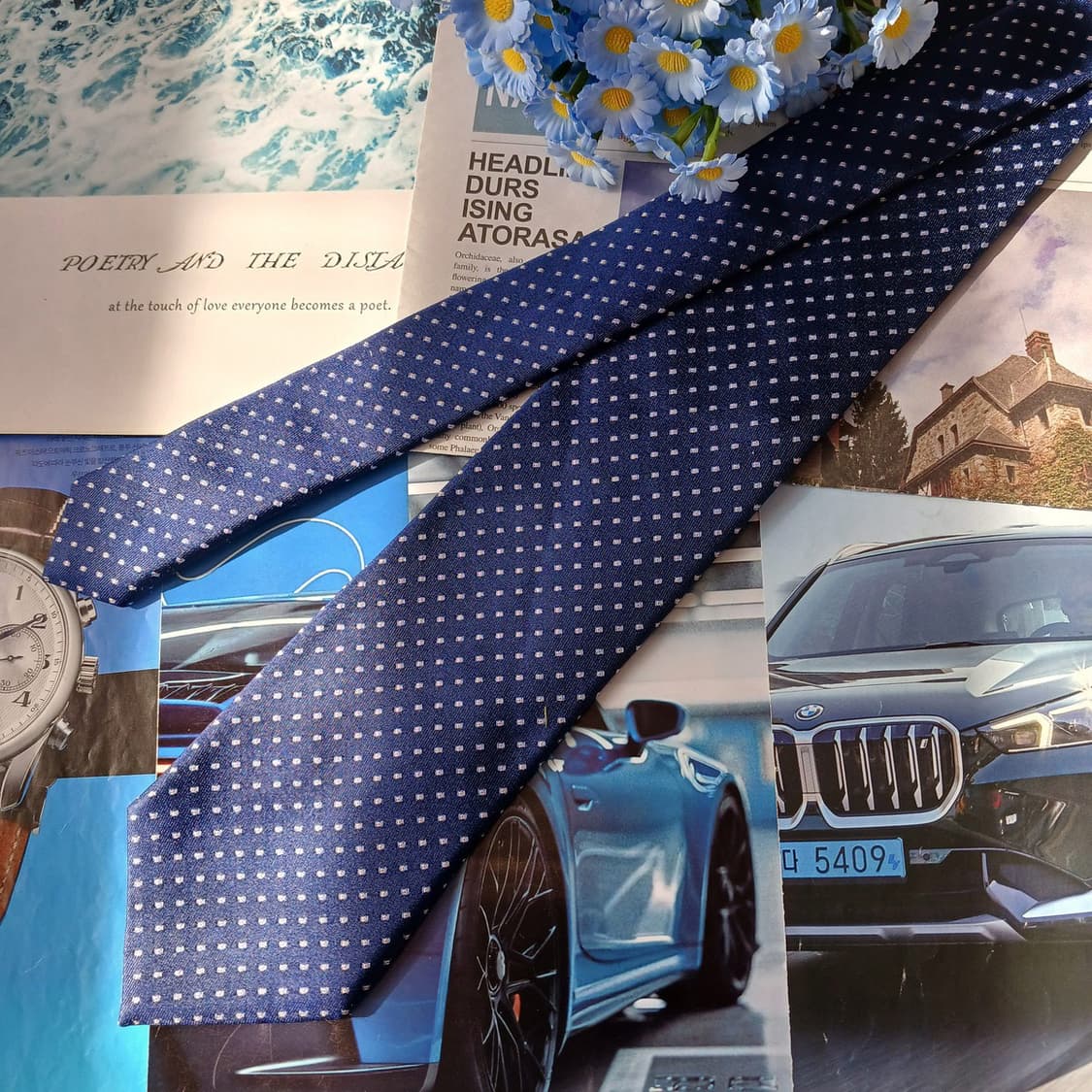 메트로시티 실크 네이비 도트 패턴 넥타이 8.3cm A등급 A19890
 상품이미지2