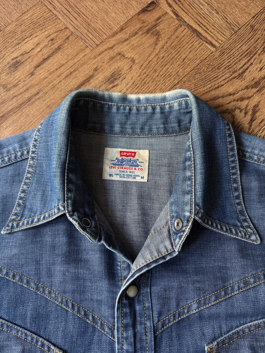[M]90's 리바이스 빈티지 워싱 버튼다운 데님 웨스턴 셔츠 상품이미지2