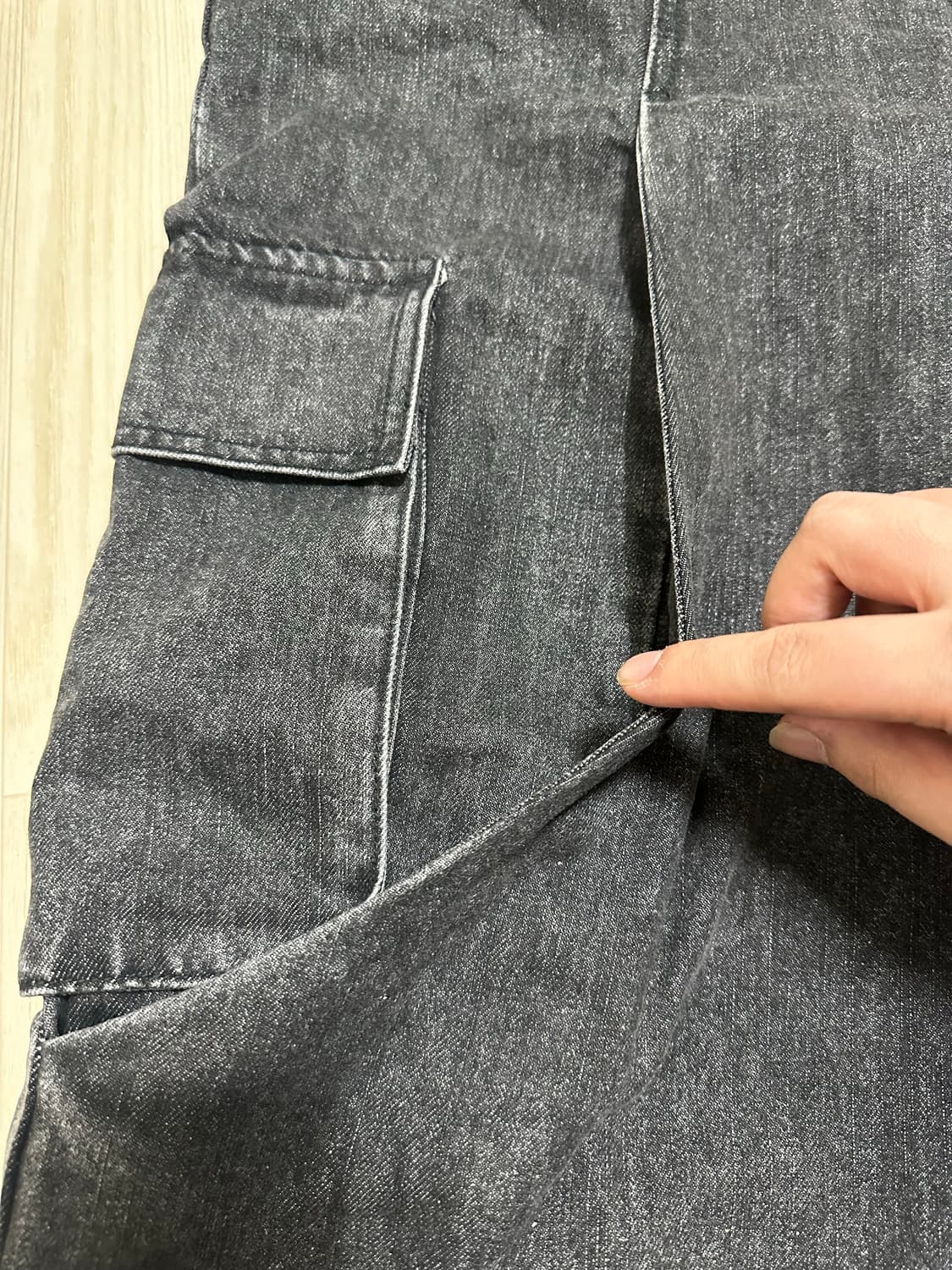 라퍼지스토어 인시전 와이드 카고 데님팬츠 블랙 L 상품이미지2