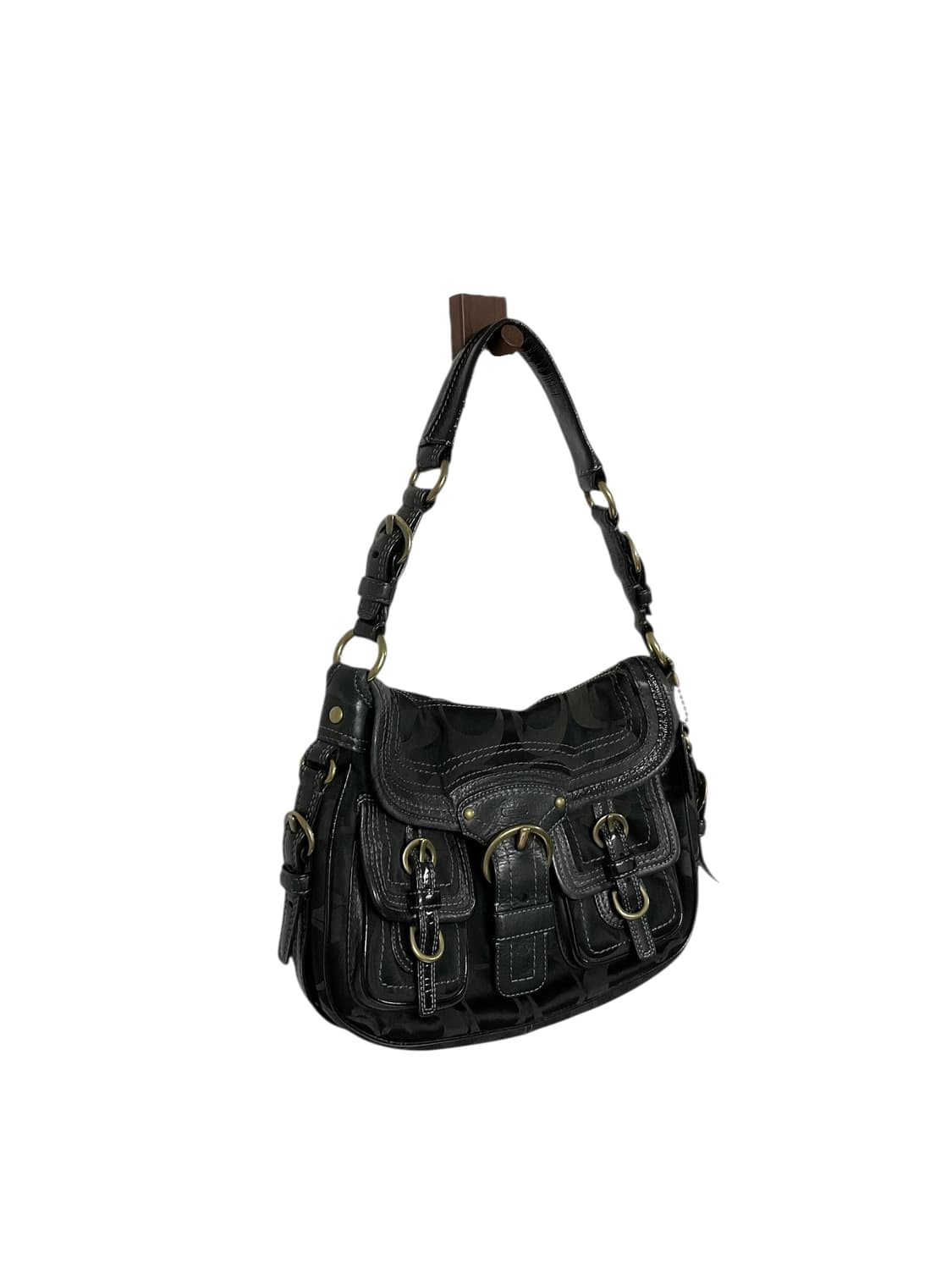 코치 시그니처 블랙 레더 숄더 상품이미지2