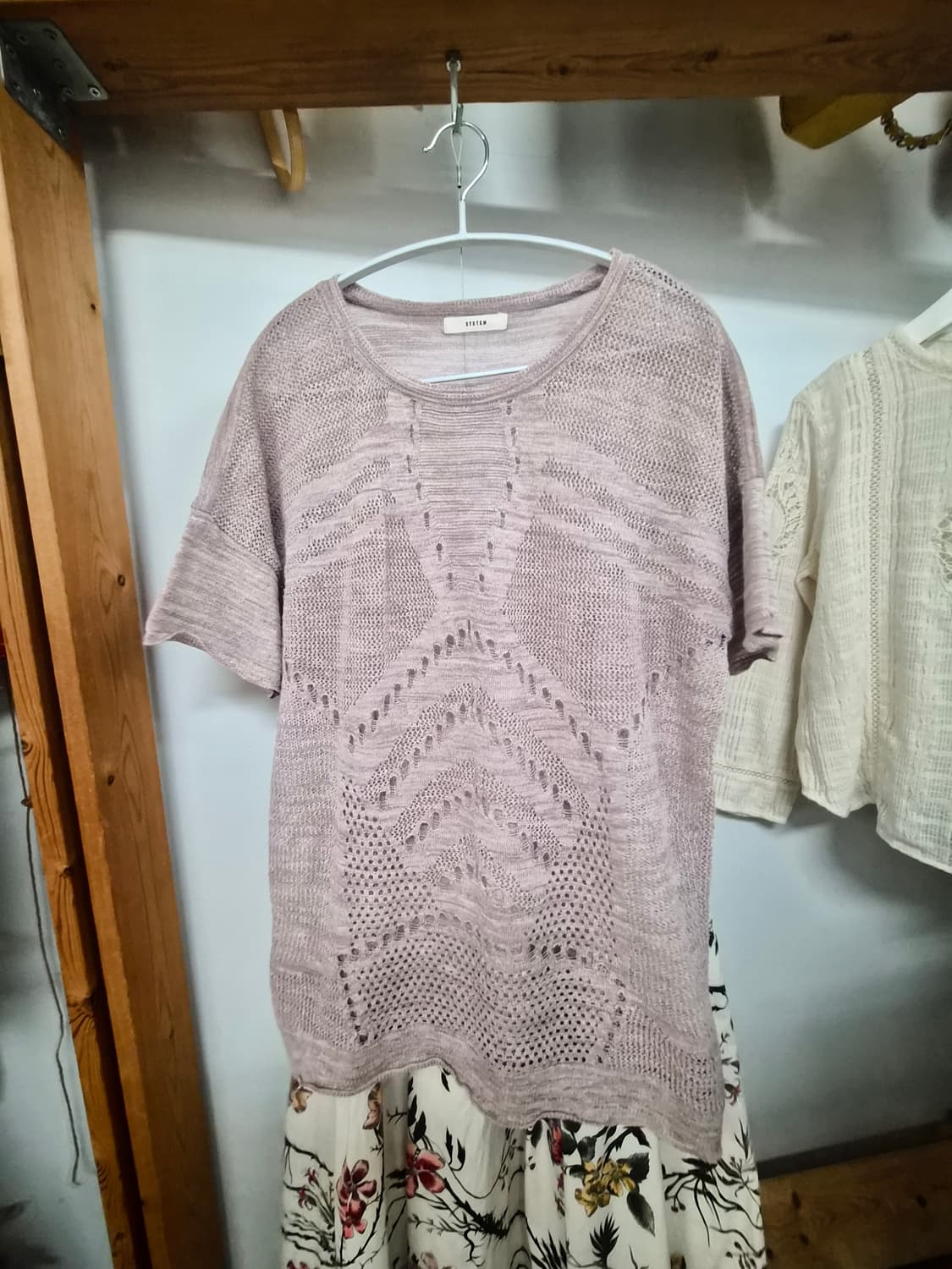 시스템 린넨니트. 레터링 플라워 스커트 상품이미지4