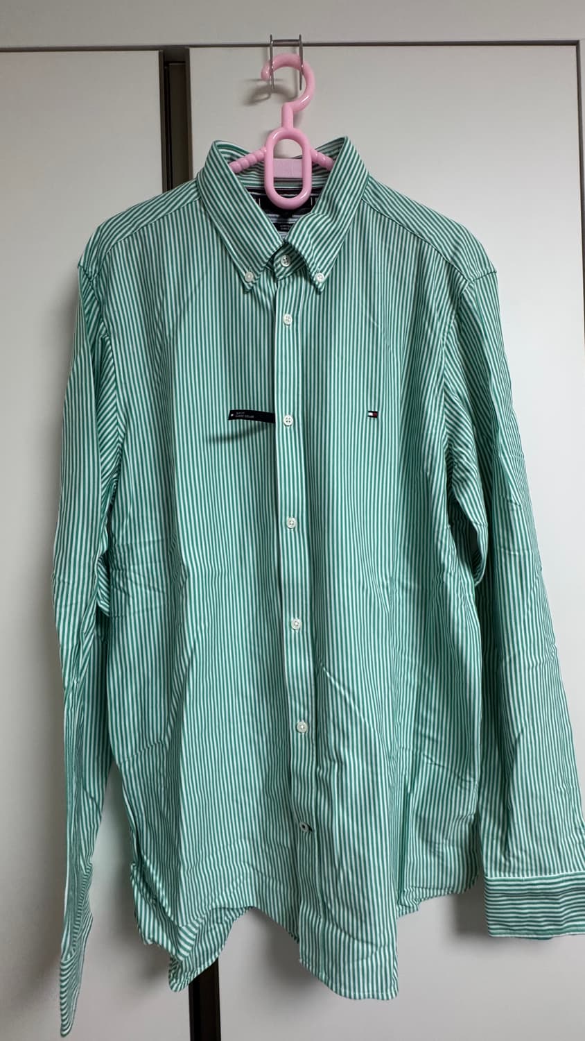 [XL] 타미힐피거 슬림핏 그린 스트라이프 셔츠 상품이미지2