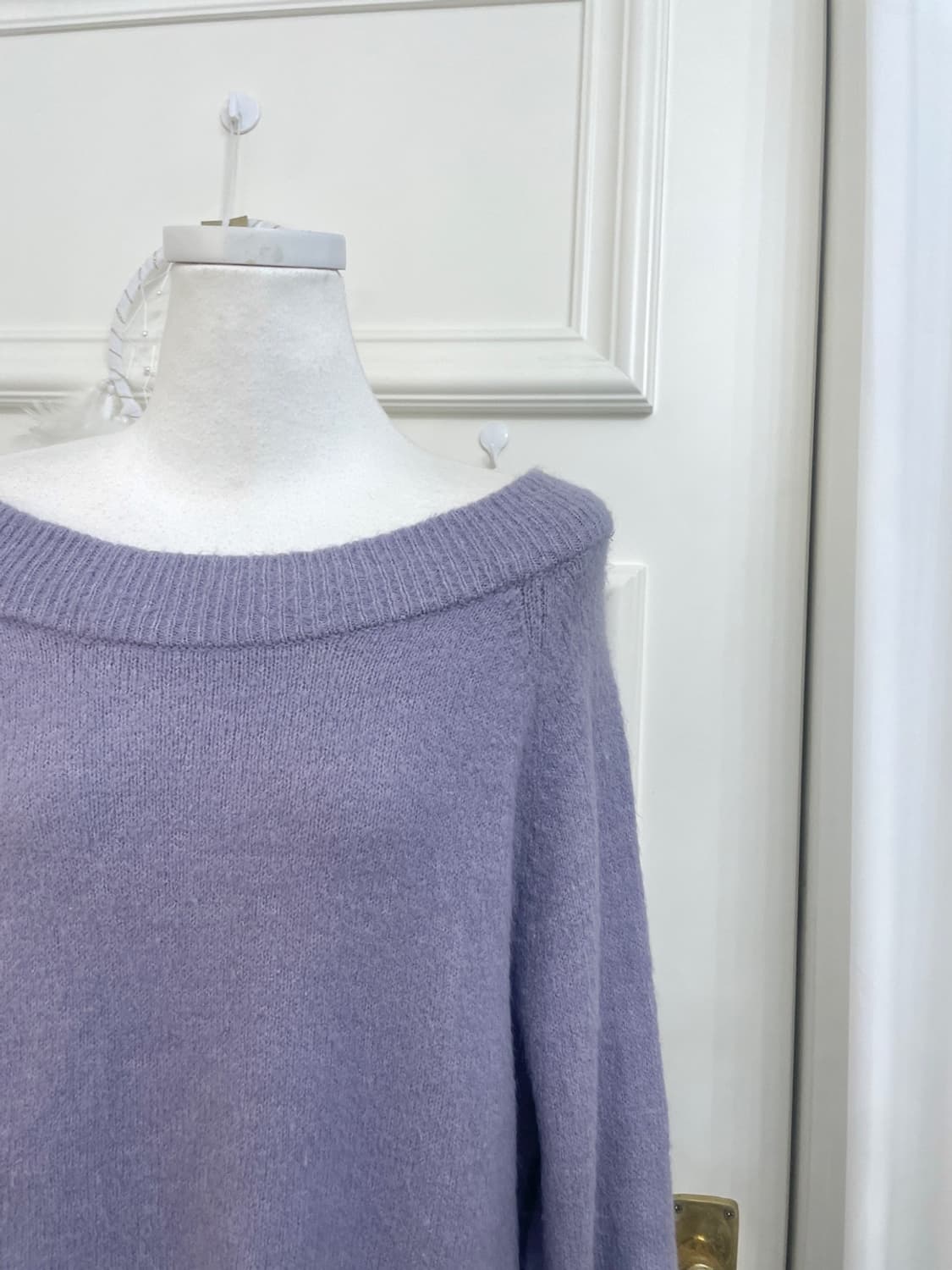purple off-shoulder basic sweater 상품이미지6