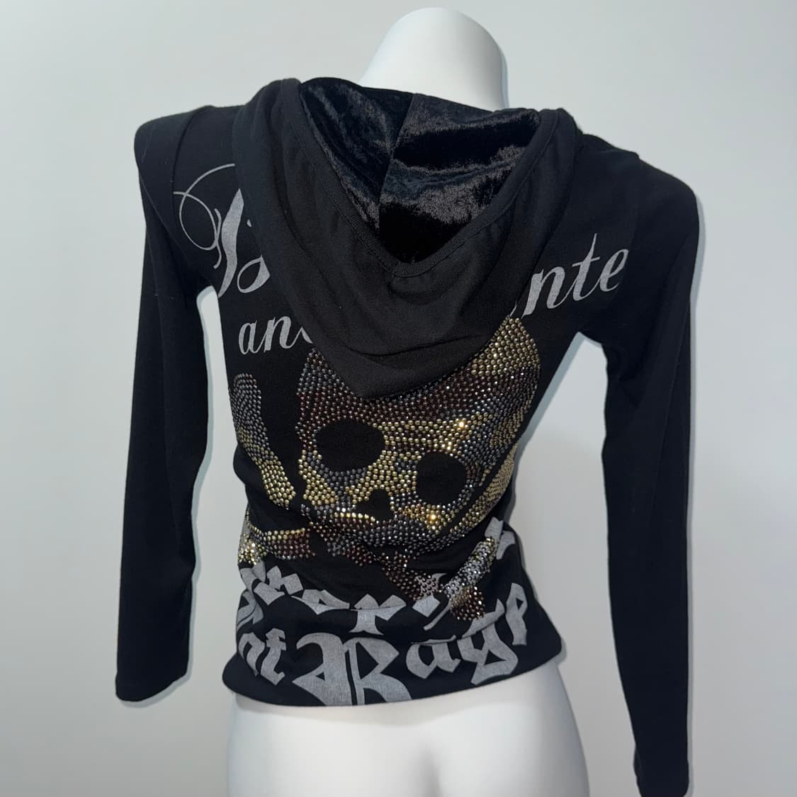 Vintage Skull Spangle Sleeve Hoodie 상품이미지1