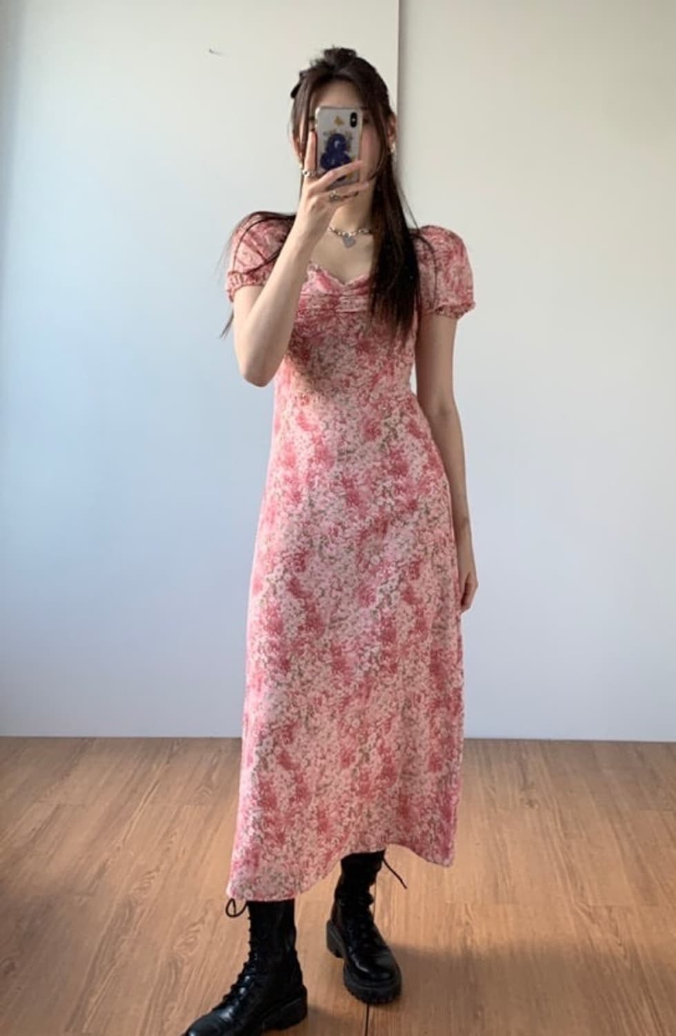 [새상품] 루루서울 마가렛 퍼프 롱 드레스 핑크 상품이미지1