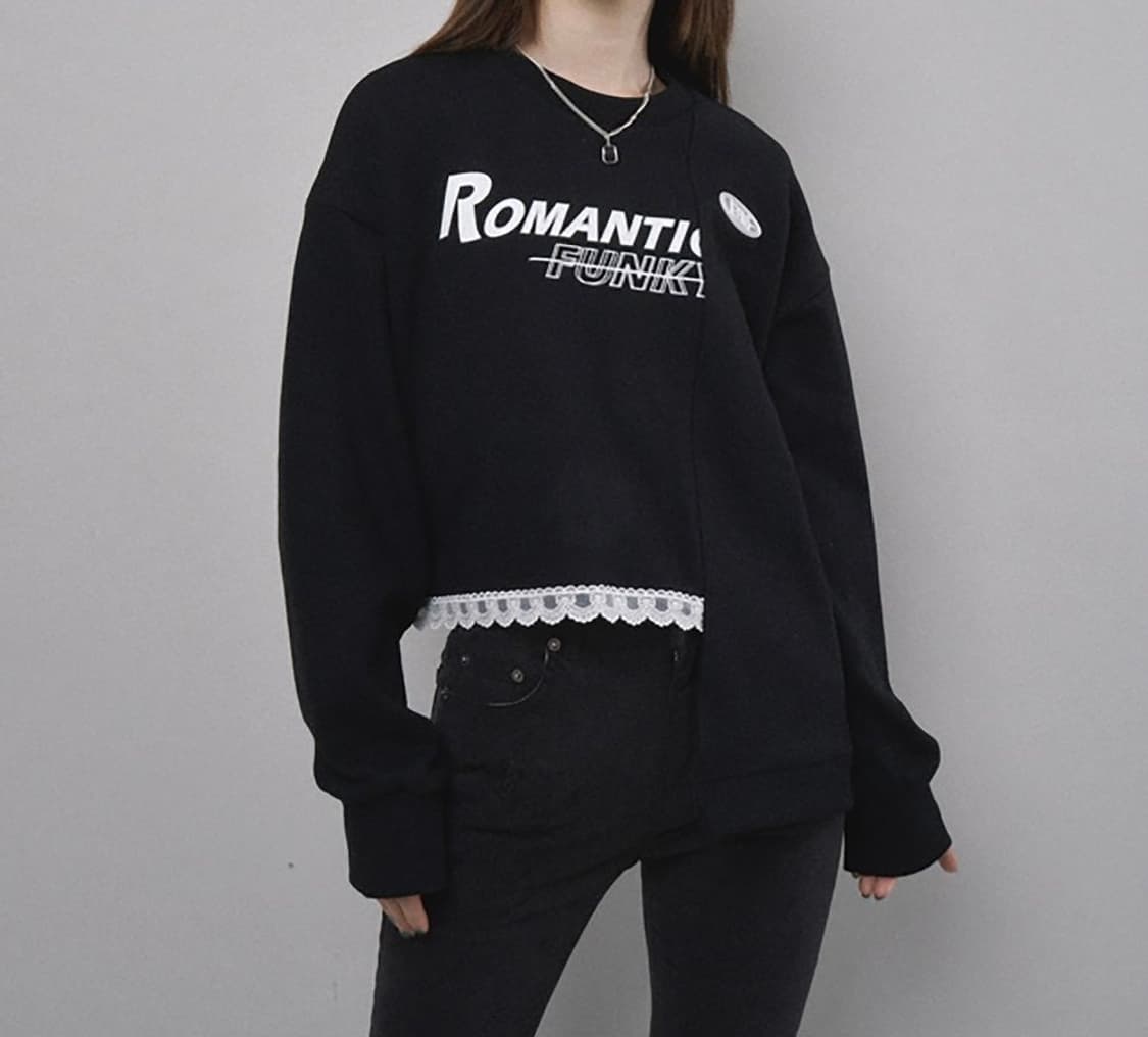 크롭 레이스 맨투맨 스웻셔츠 상품이미지7