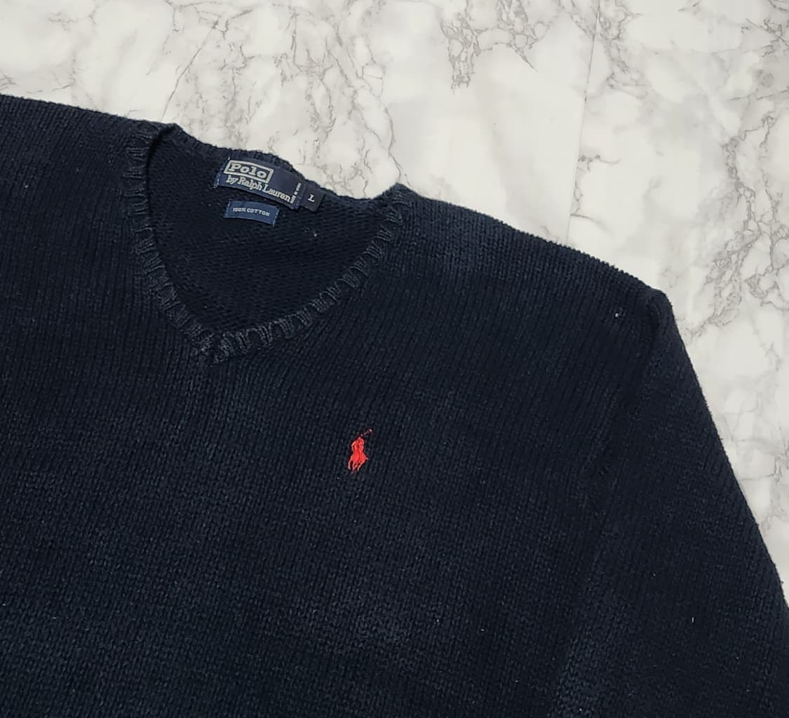 폴로 랄프로렌 딥네이비 브이넥 니트 상품이미지3