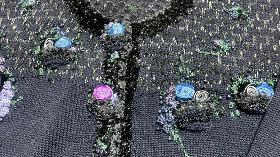 JPN 90s 일본 빈티지 비즈 플라워 자수 니트 가디건 상품이미지5