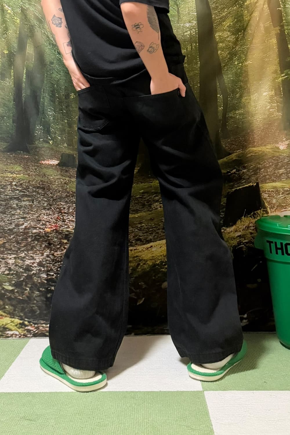 요지야마모토 와이즈 언밸런스 포켓 와이드 팬츠 상품이미지1