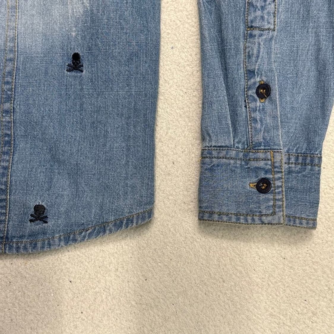 필립플레인 스컬 Embroidery 데님진 말론 셔츠 S 상품이미지3