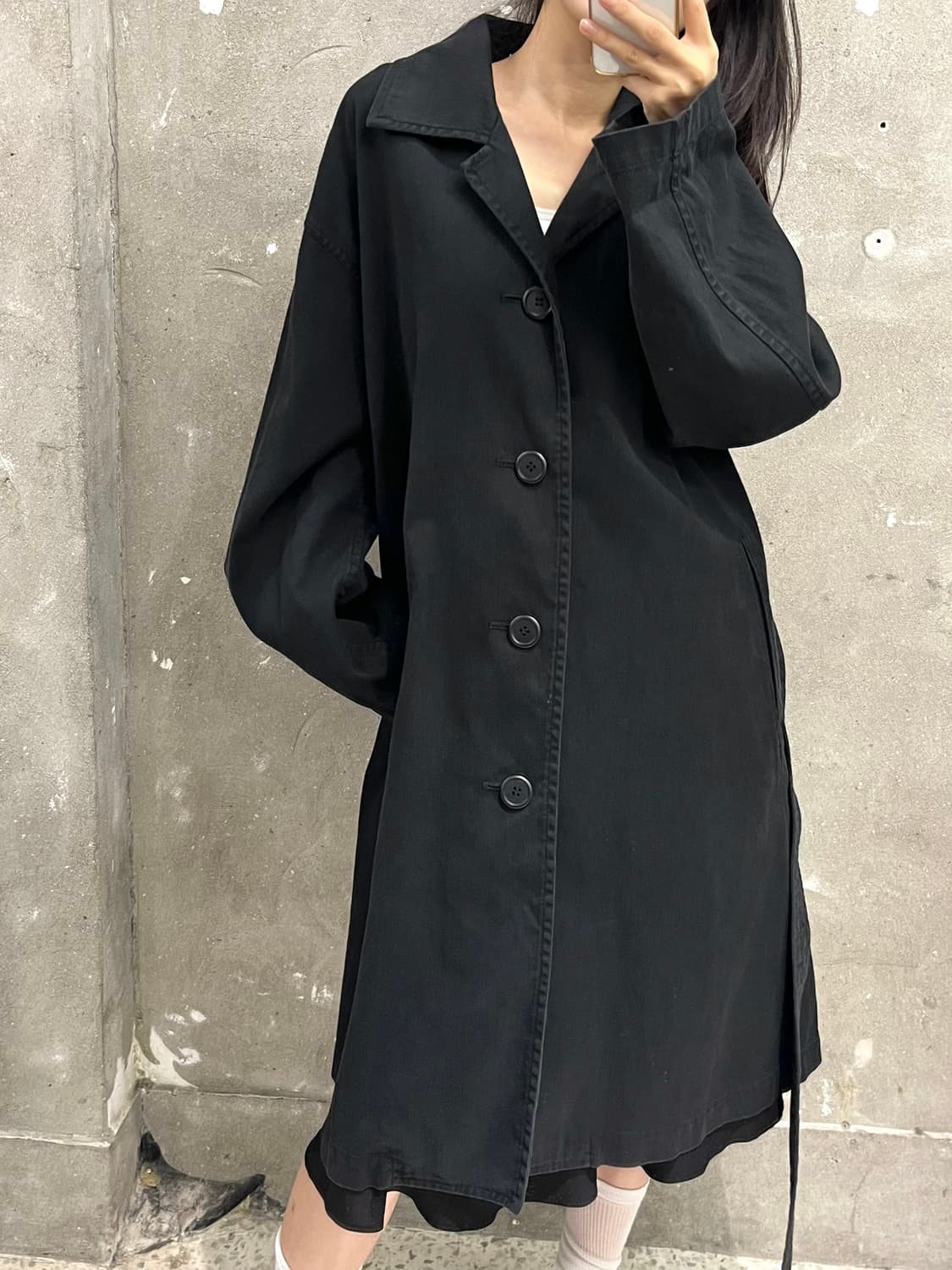 Y's 요지야마모토 블랙 코튼 코트 상품이미지3
