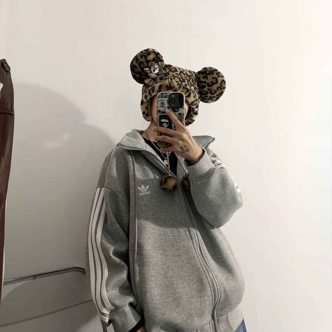 도쿄디즈니 미니마우스 호피 레오파드 갸루 털모자  상품이미지2