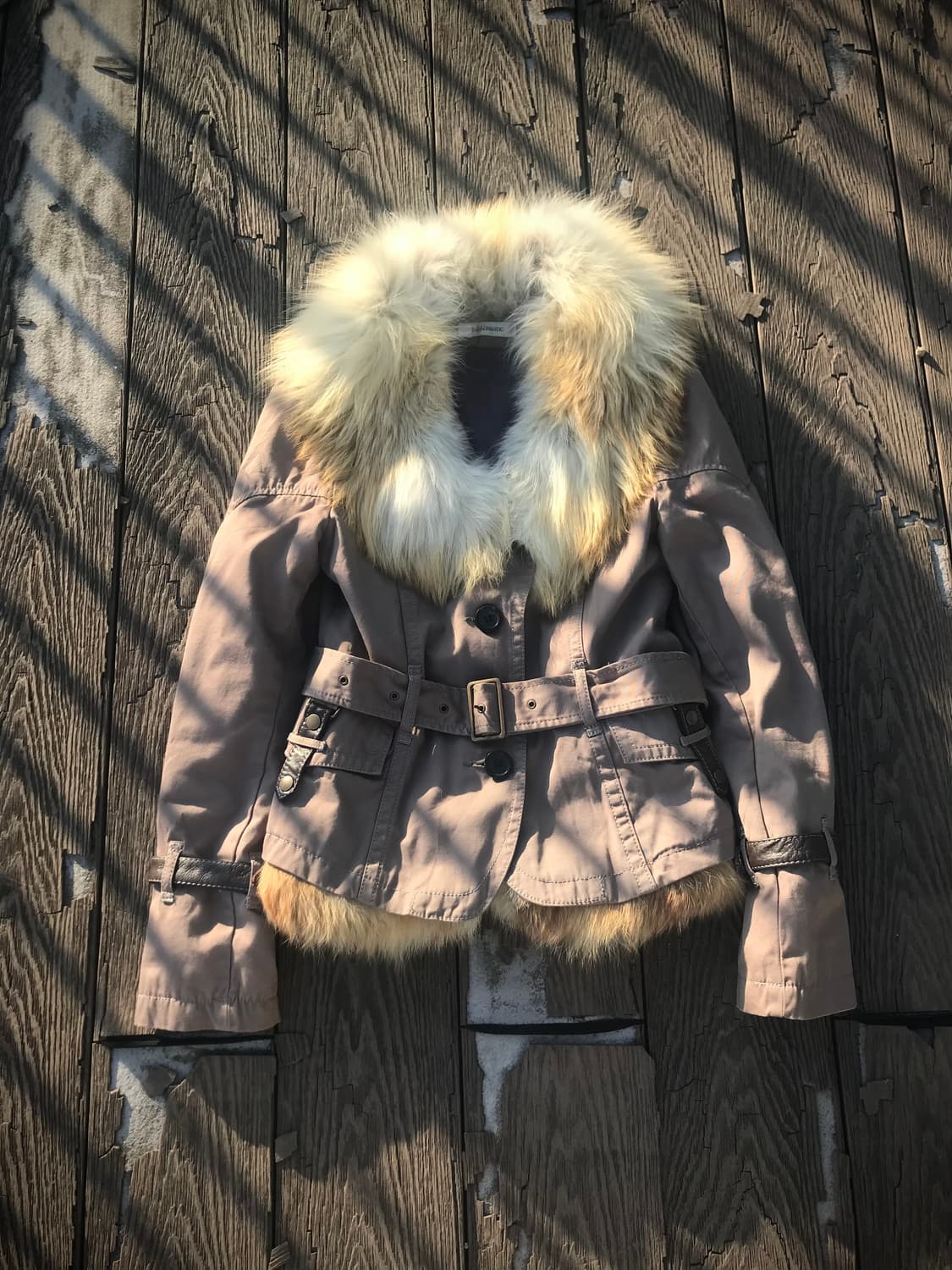 Faux Fur Collar Belted Jacket  상품이미지2