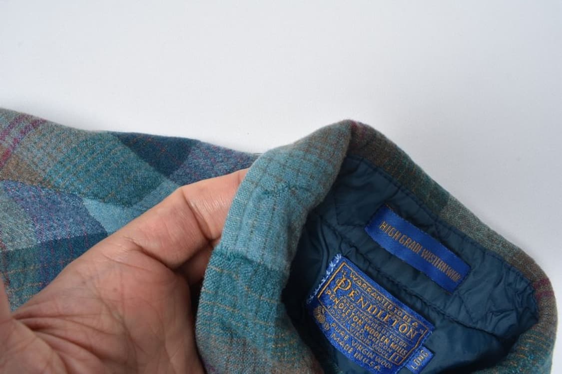 80S 펜들턴 울 체크 웨스턴 체크 셔츠 남방 L N0812 상품이미지7