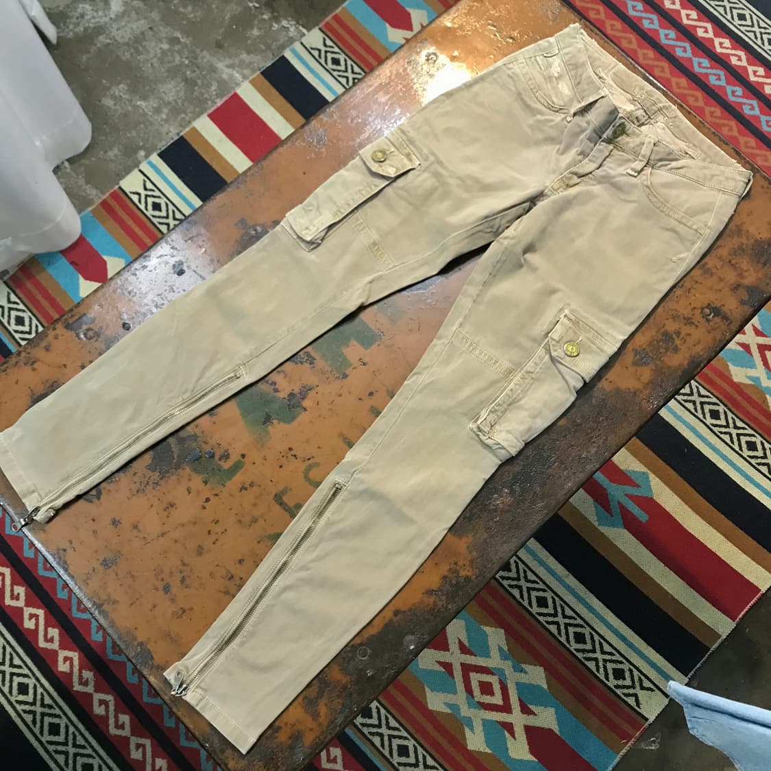 로빈스진 베이지 코튼 카고 스키니 팬츠 골반 28 사이즈 상품이미지2