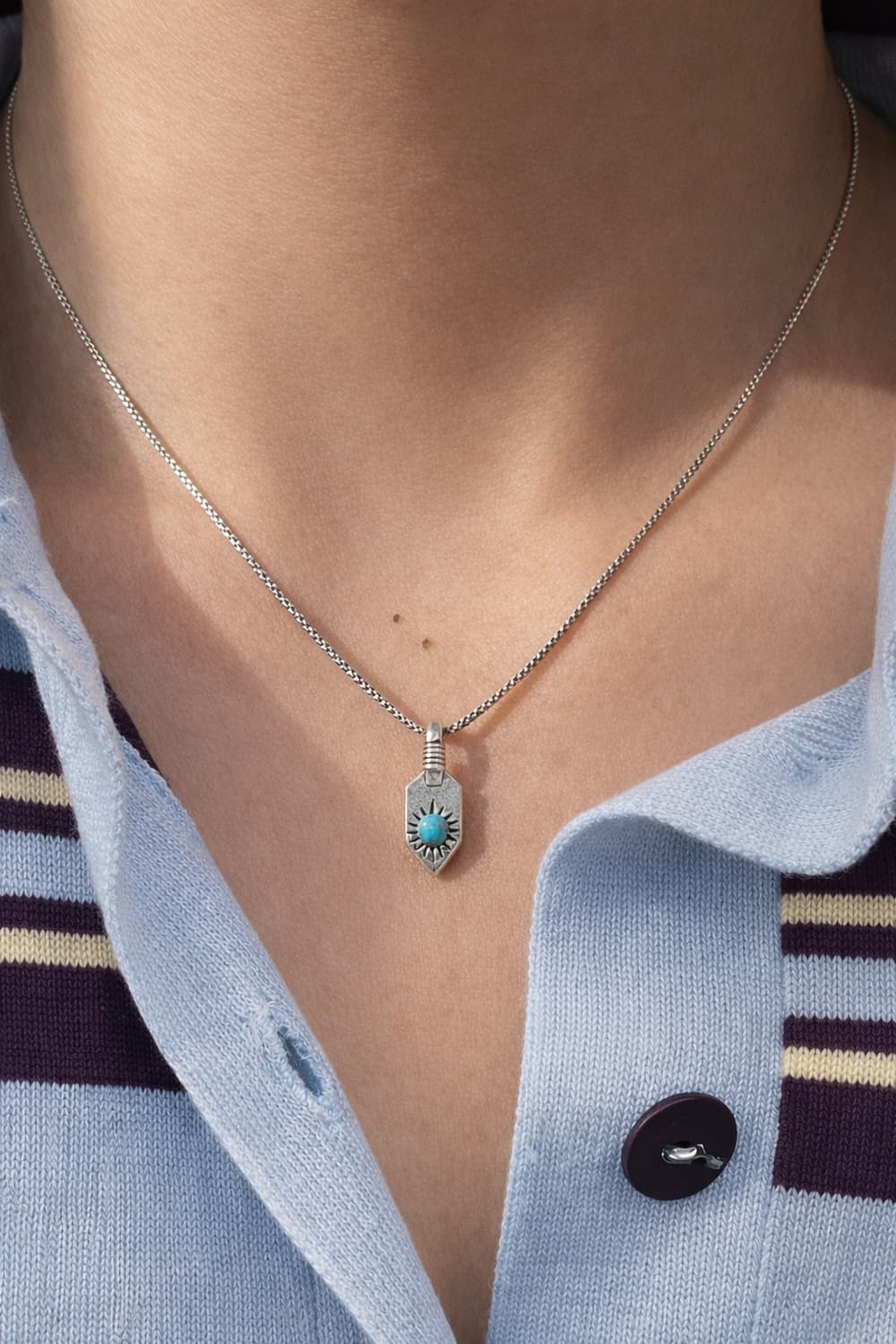 (S925) 터키석 팬던트 목걸이 상품이미지1