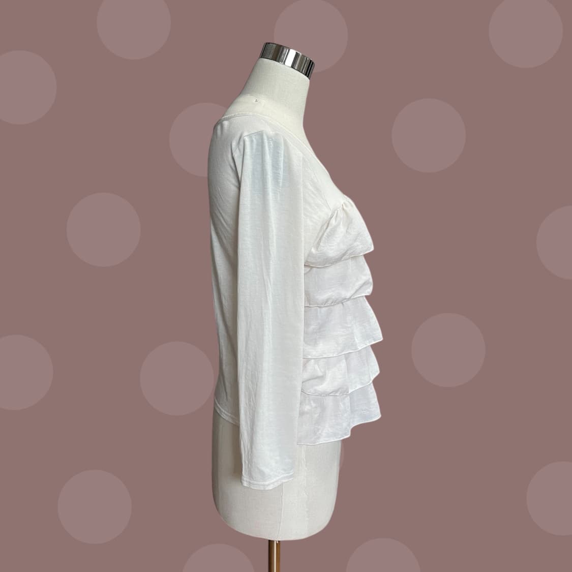 빈티지 아이보리 캉캉 러플 티셔츠 상품이미지3