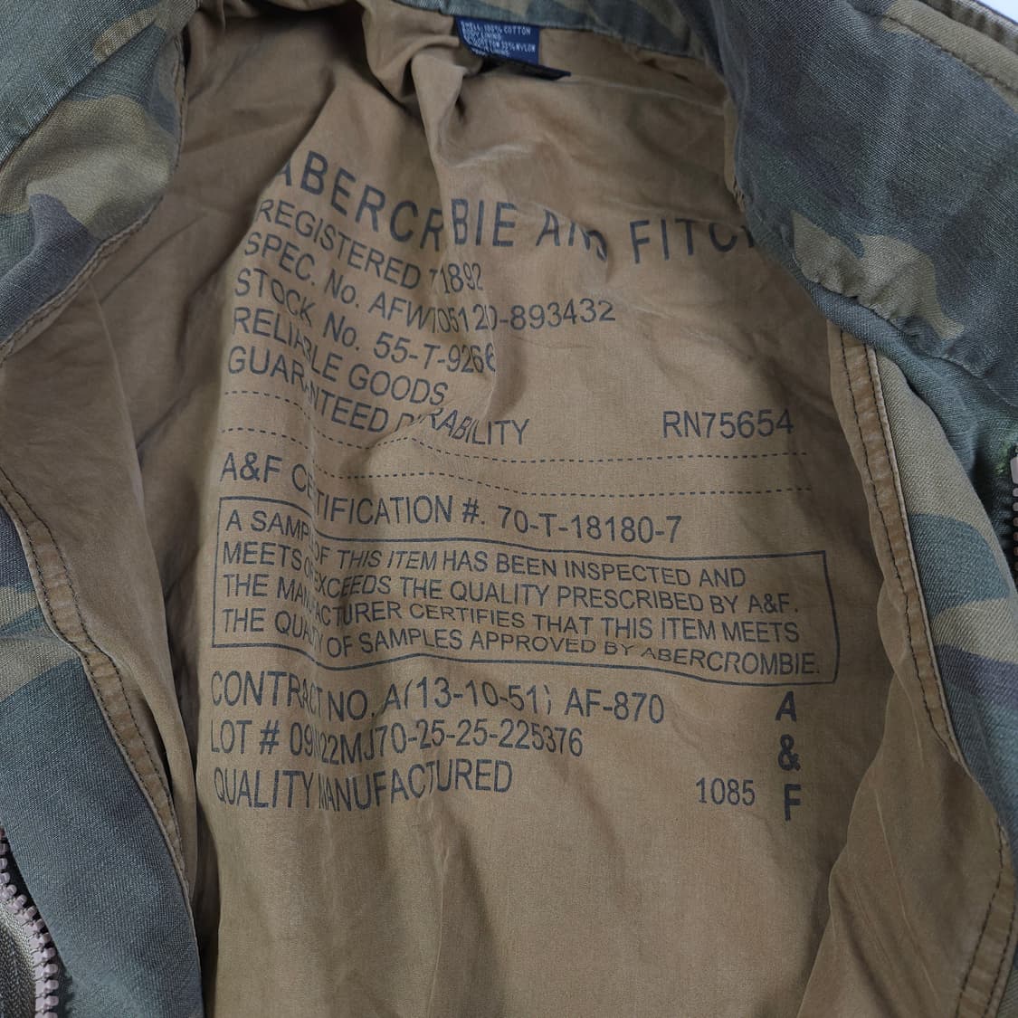 아베크롬비 밀리터리 카모 필드 자켓 상품이미지6