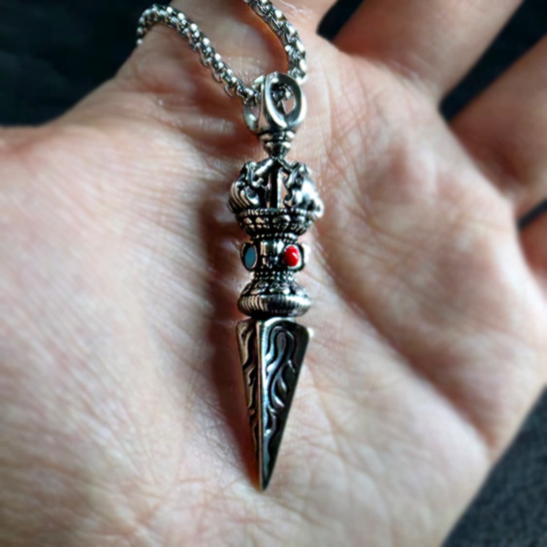 바즈라 백동 펜던트 엔틱 금강저 불교 남자 목걸이 상품이미지6