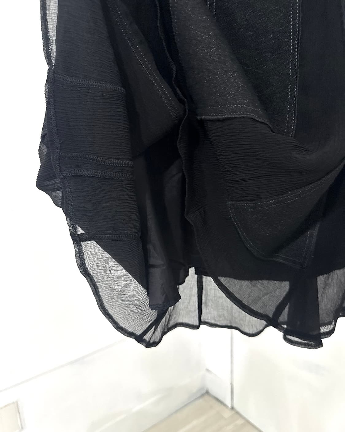 Feminine Black Patchwork Maxi Skirt 상품이미지9