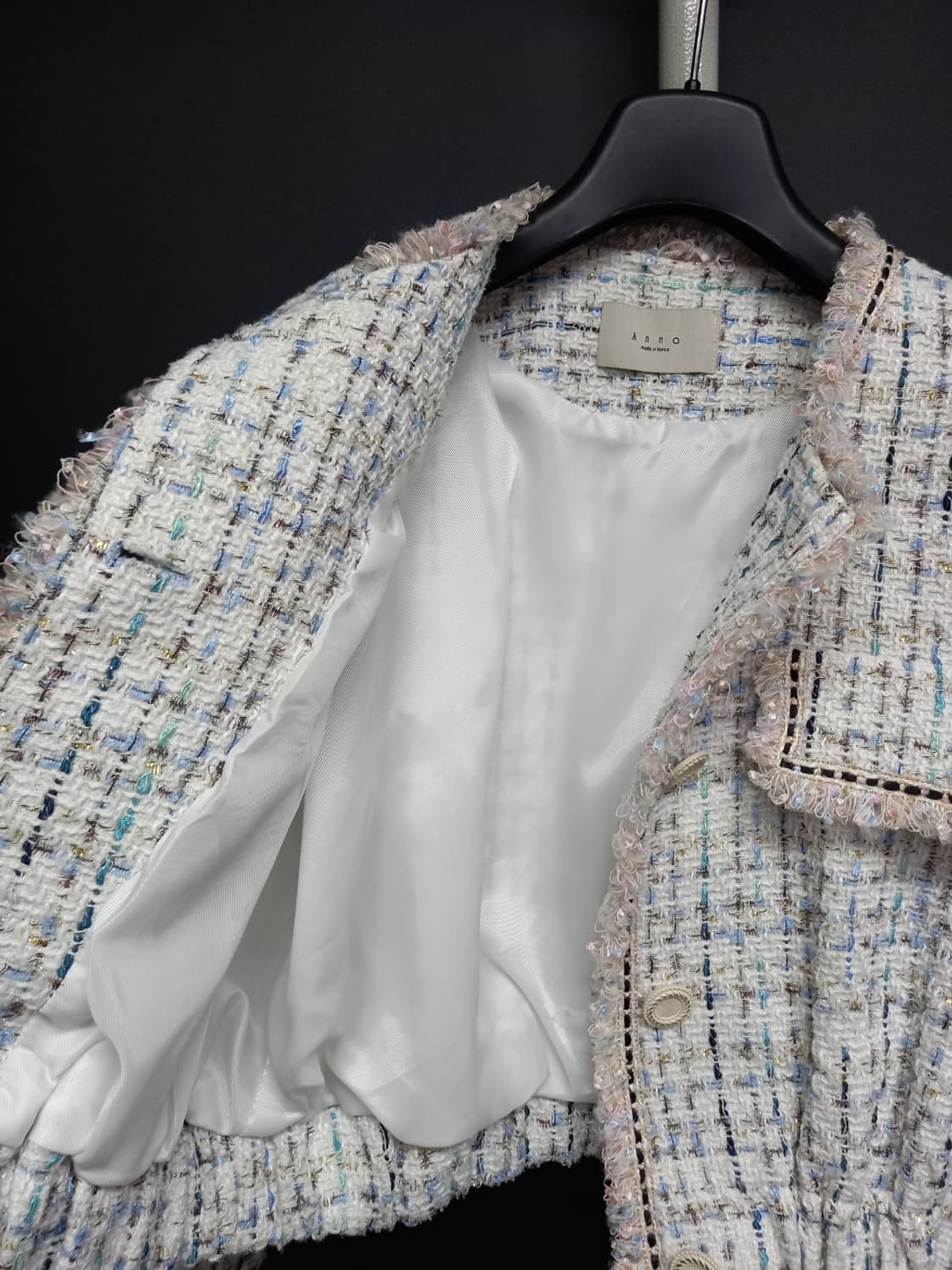 새 ANNA 안나 춘추 트위드 숏 자켓 F 44-66 상품이미지6