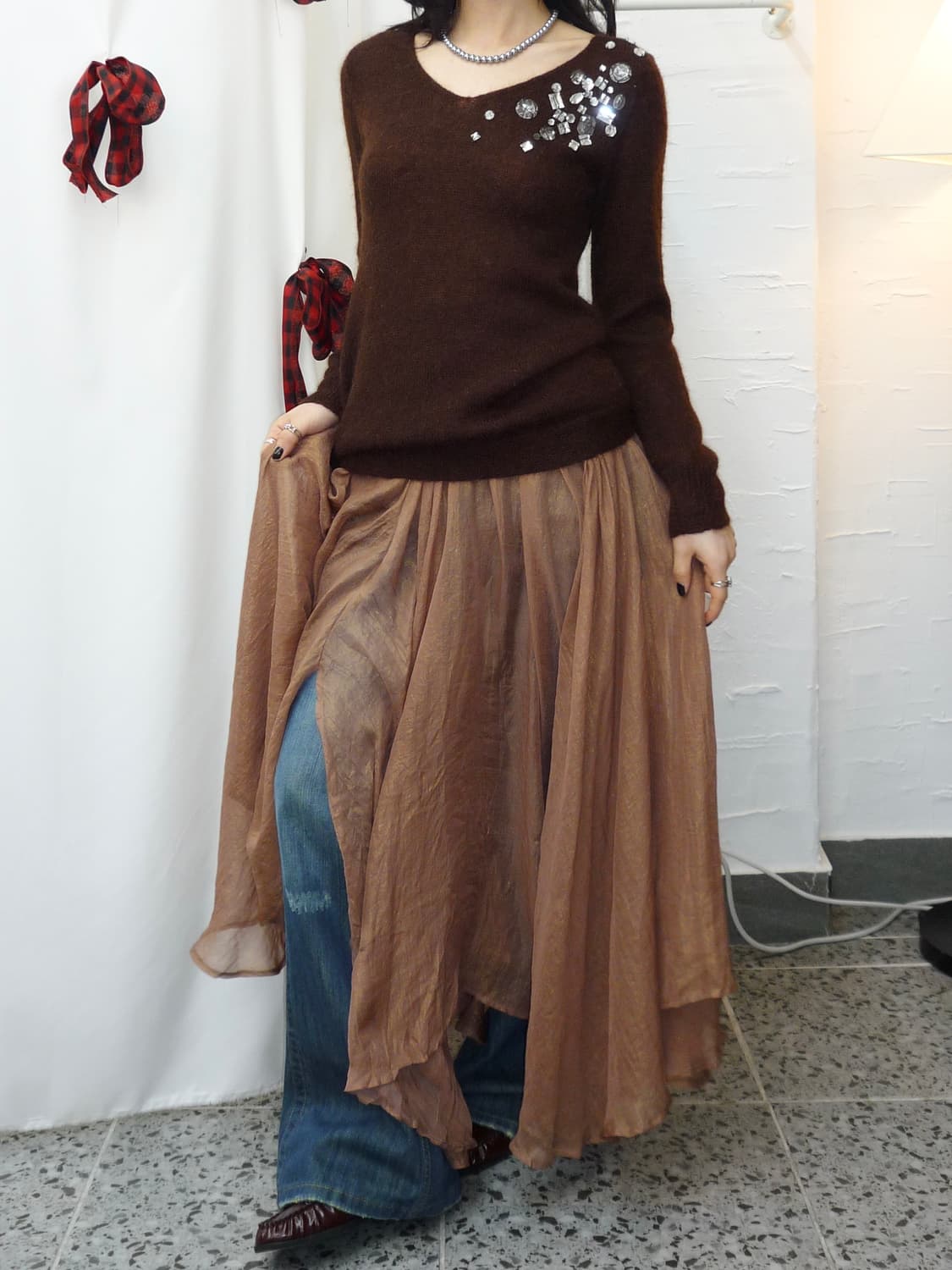 Boho sheer maxi skirt 상품이미지2