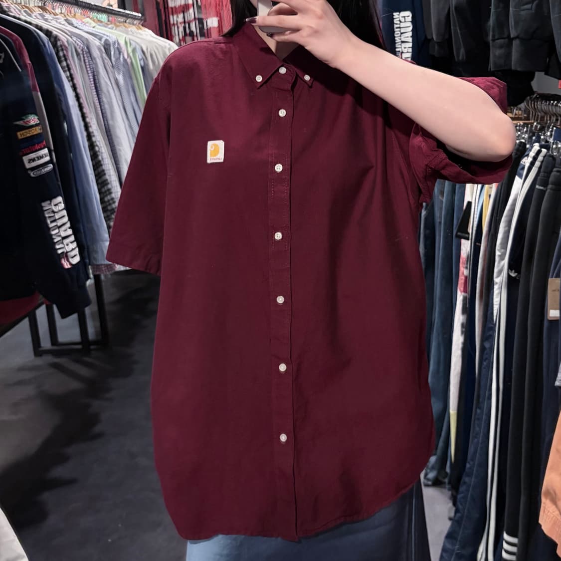  [IM] Carhartt 칼하트 반팔 셔츠 버건디 상품이미지3