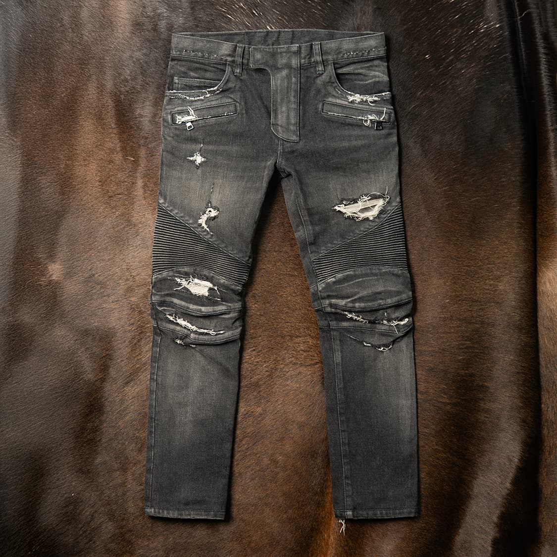 [29] 발망 17FW 디스트레스드 바이커 진 그레이 정품 상품이미지1
