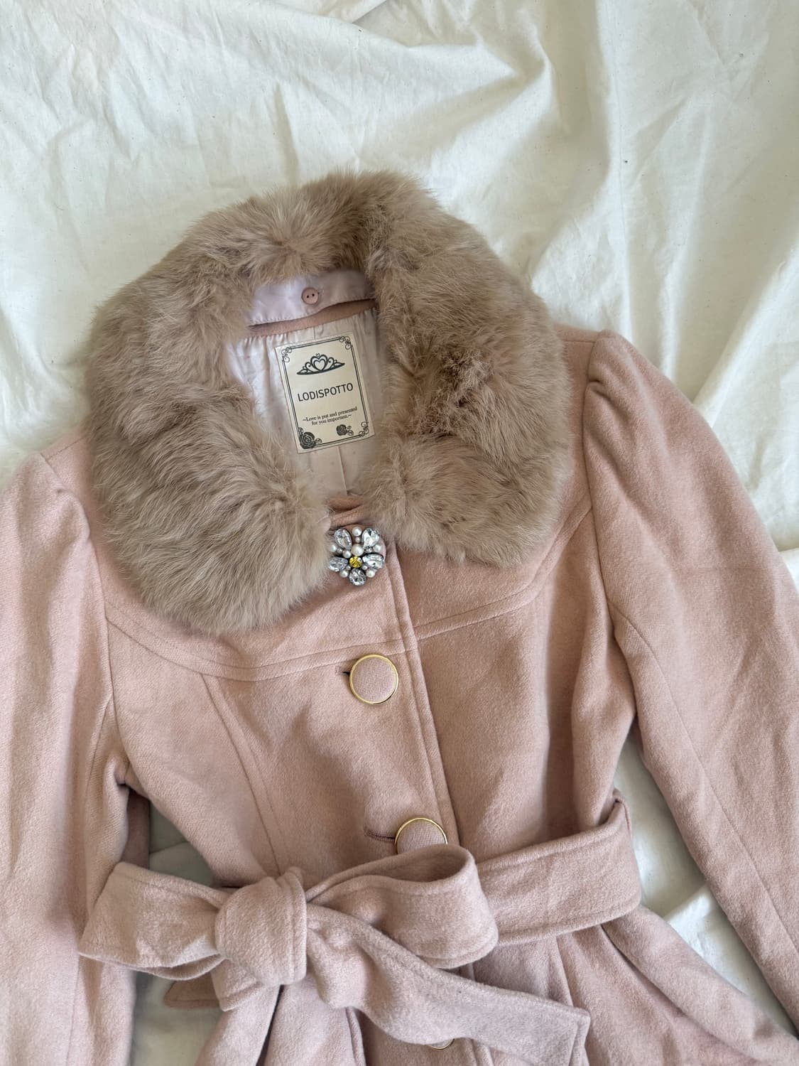 핑크베이지 달천 갸루 히메 로걀 퍼 울 코트 상품이미지3