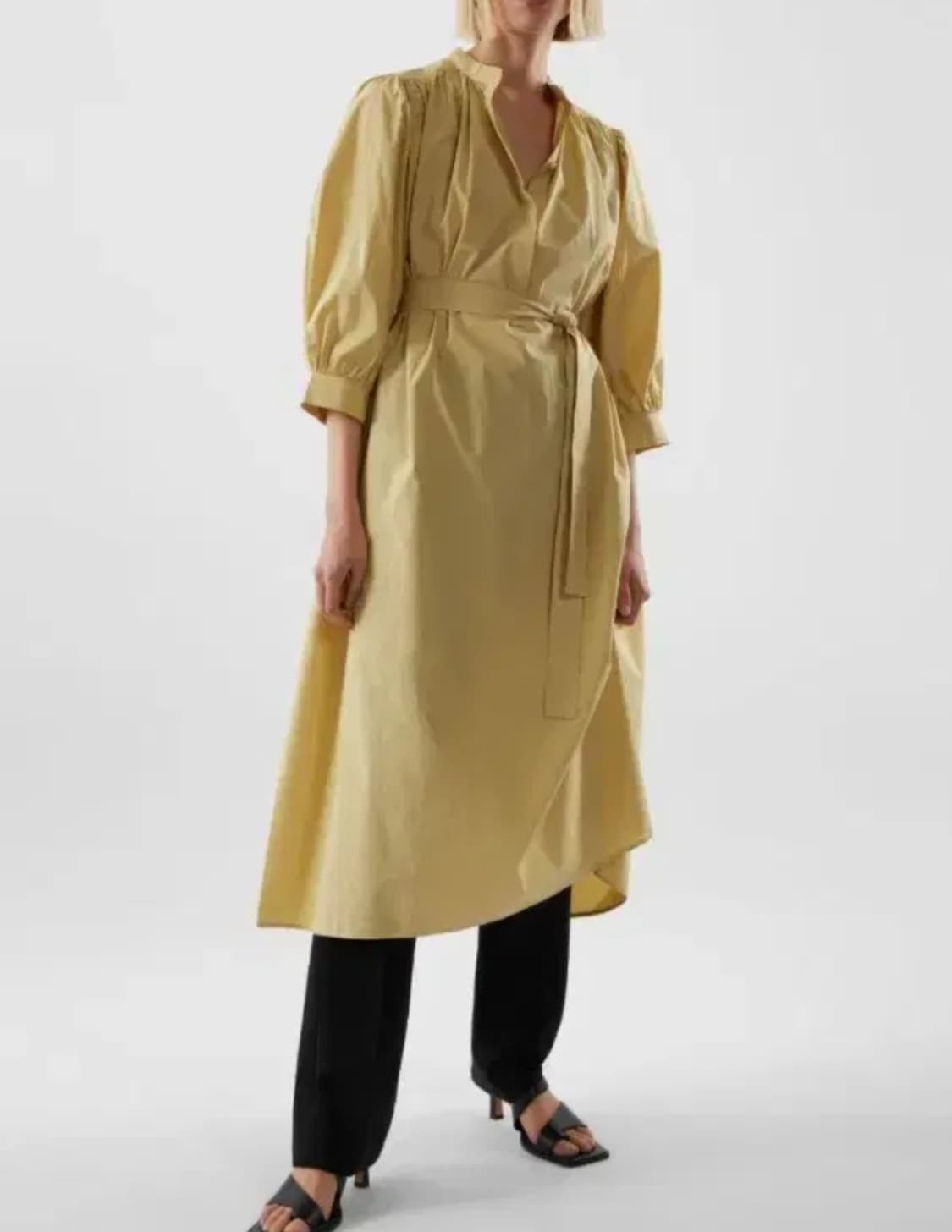 새상품) cos 퍼프슬리브 벨티드 원피스 옐로우 36(44-66사이즈) 상품이미지3