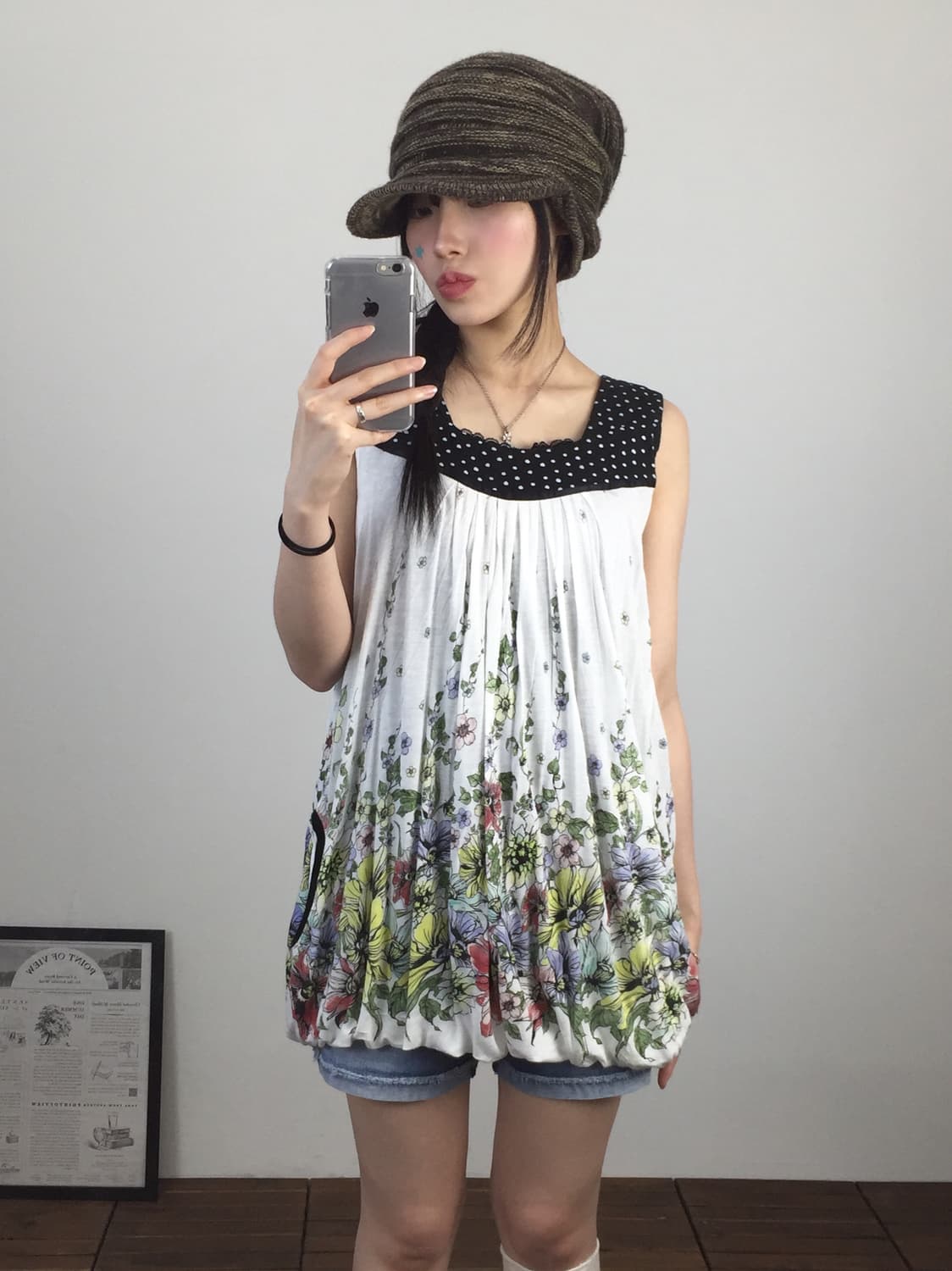 'ScoLar' Floral Bubble Hem Tunic Top 상품이미지2