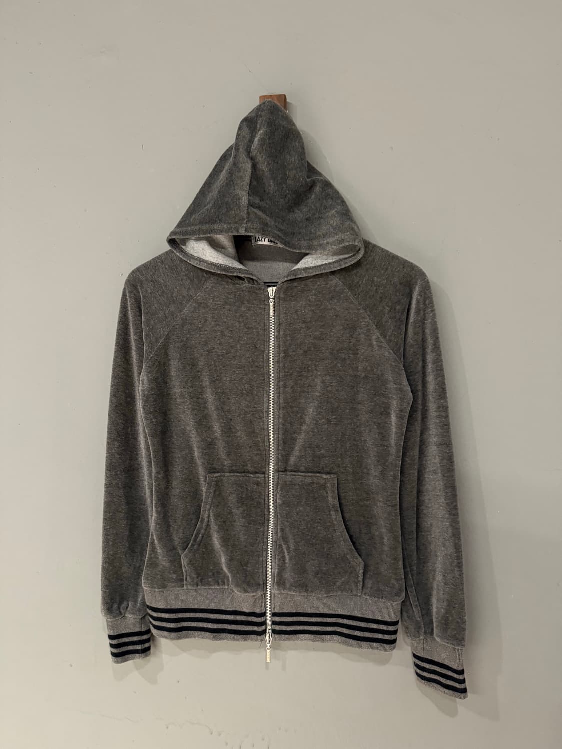 velour line detail 2-way hood zip-up 상품이미지5