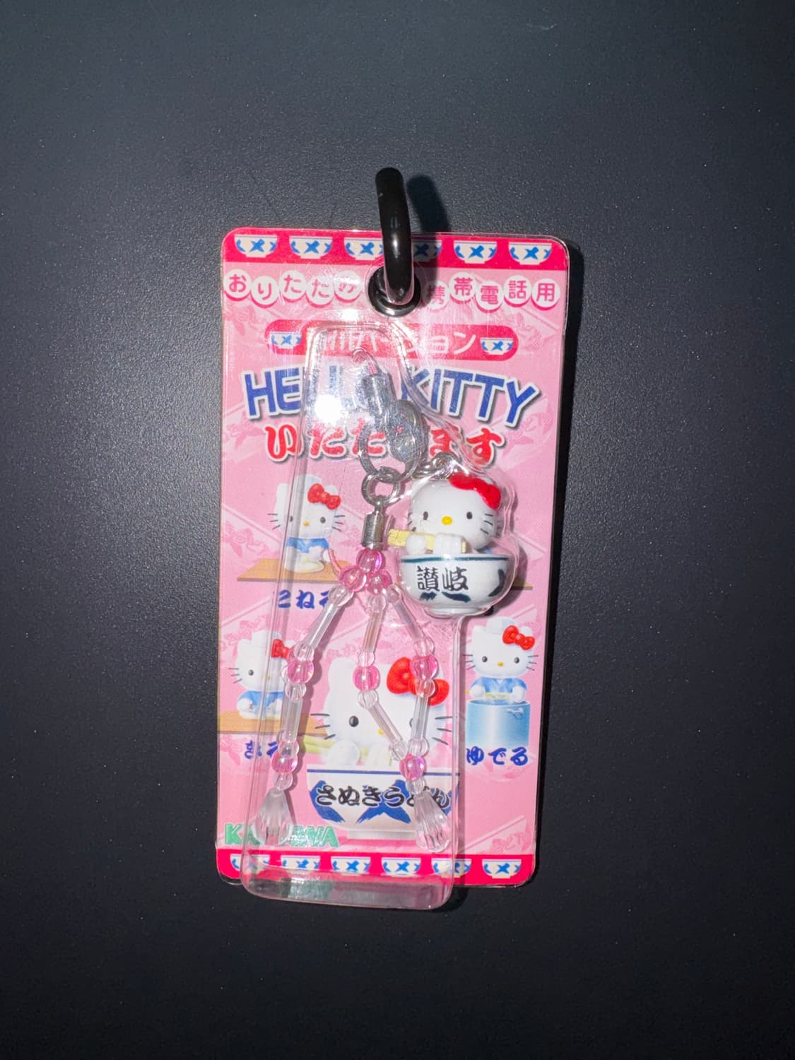 산리오 헬로키티 고전 스트랩 카가와현 한정 사누키 우동 비즈 스트랩 키티 상품이미지1