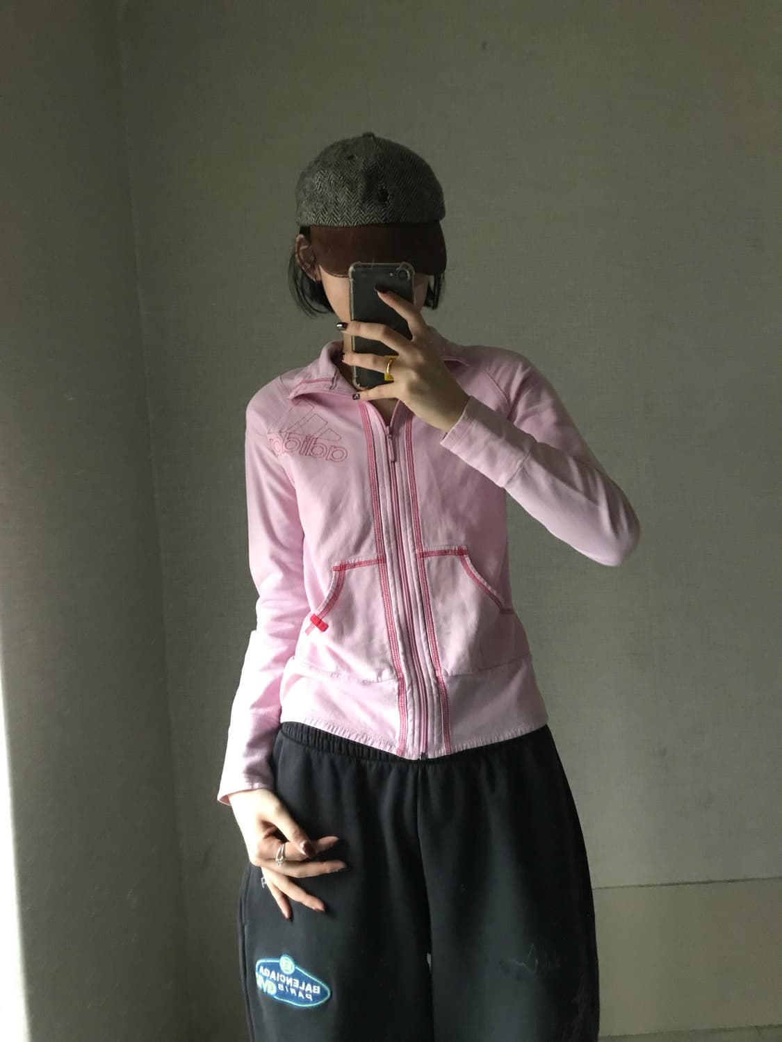 아디다스 연핑크 빅로고 면집업 상품이미지1