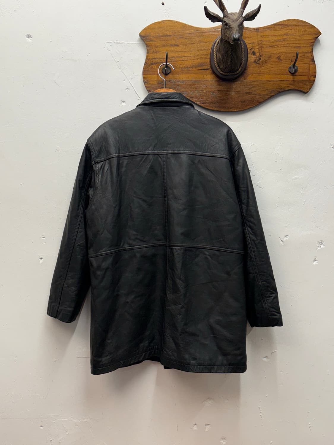 90s Vintage Leather Car Coat 상품이미지4