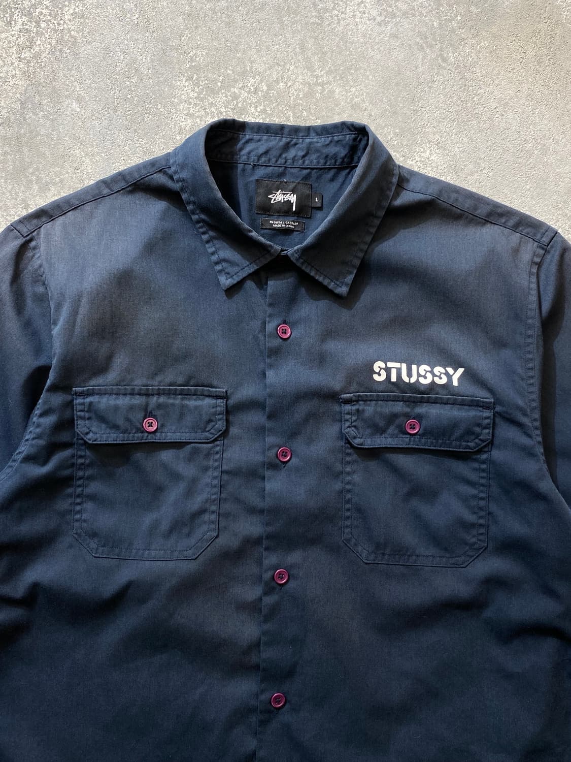 [L] Stussy 스투시 썬 페이드 빈티지 밀리터리 반팔셔츠 상품이미지3