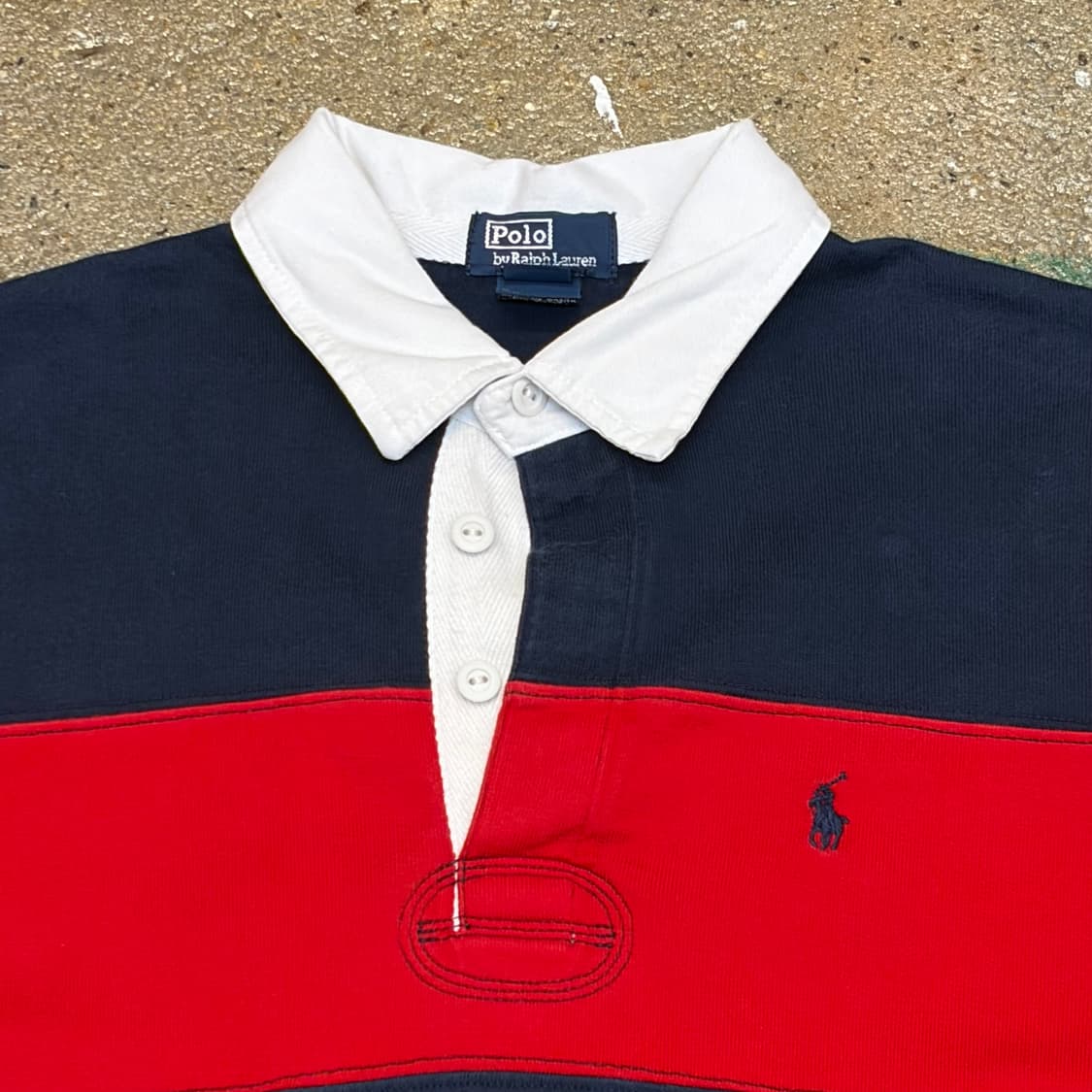 00s USA 빈티지 폴로랄프로렌 67 스트라이프 럭비티 카라티 상품이미지3