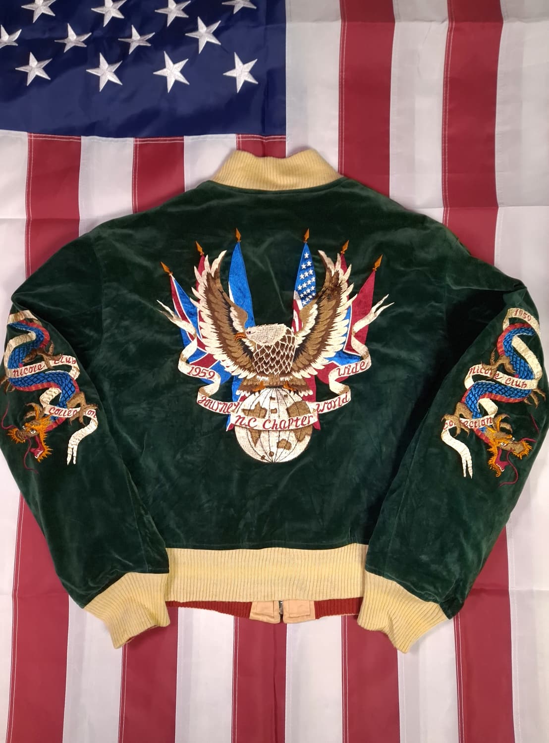 80's 일본판 오리지날 니콜클럽 벨벳 수베니어 리버서블 스카쟌 상품이미지1