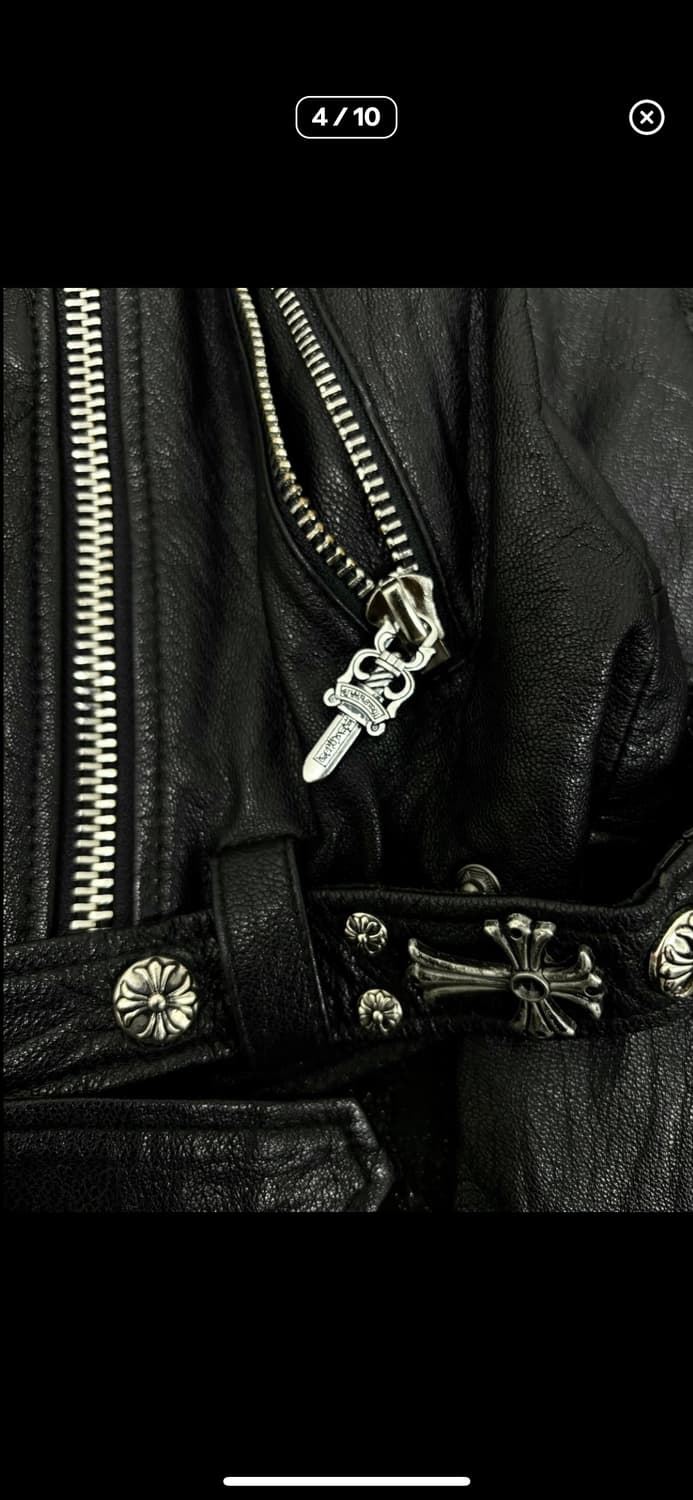 크로스 패치 사이드지퍼 레더자켓 상품이미지5