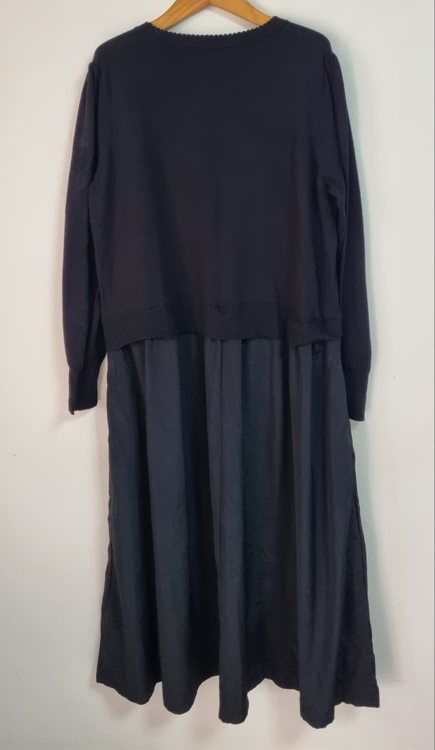 실측 M (66) BREAL 블랙 니트 긴팔 롱 원피스 상품이미지2