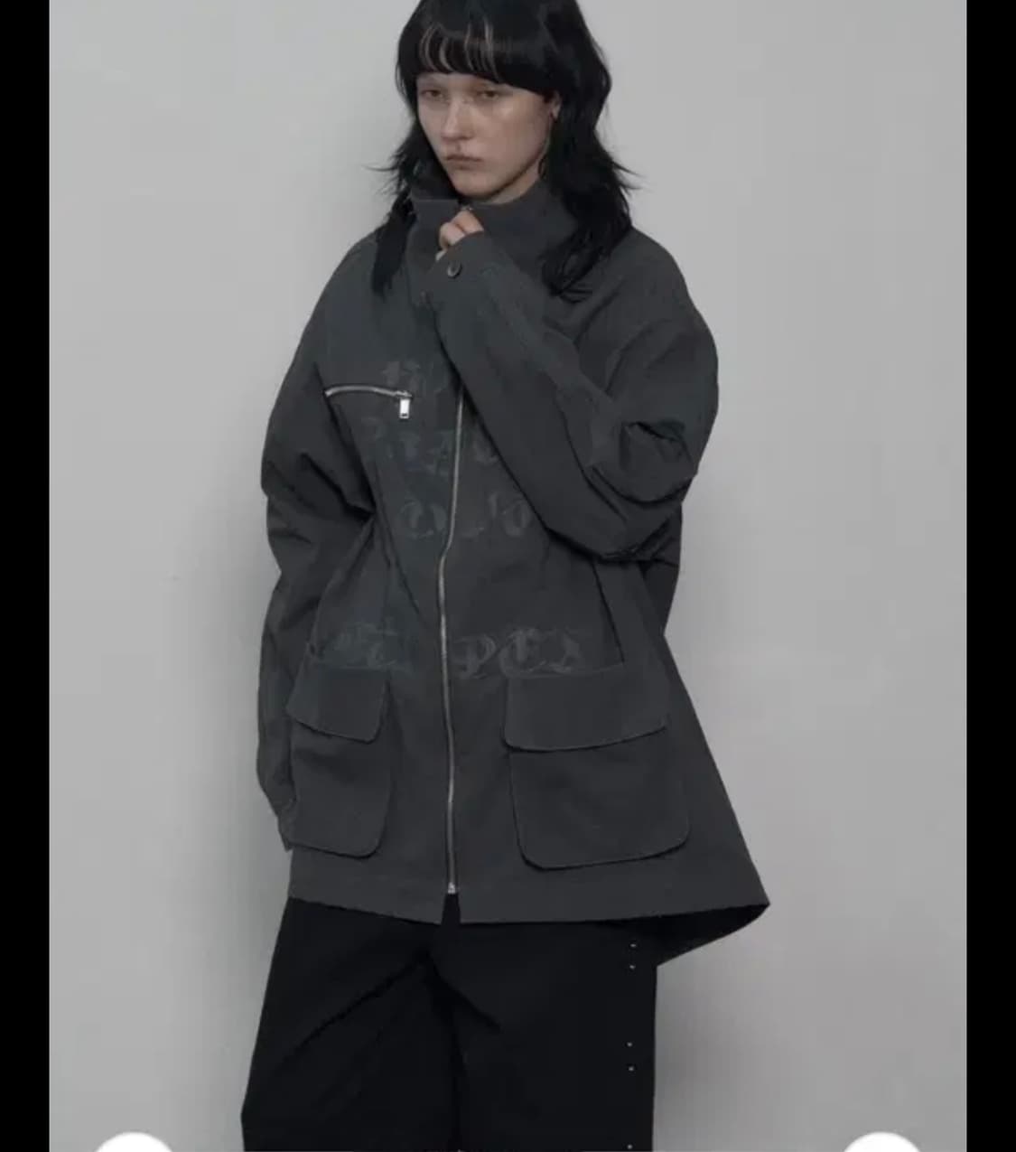 셋업이엑스이 호프 피스 러브 코튼 자켓 재킷 차콜 상품이미지2